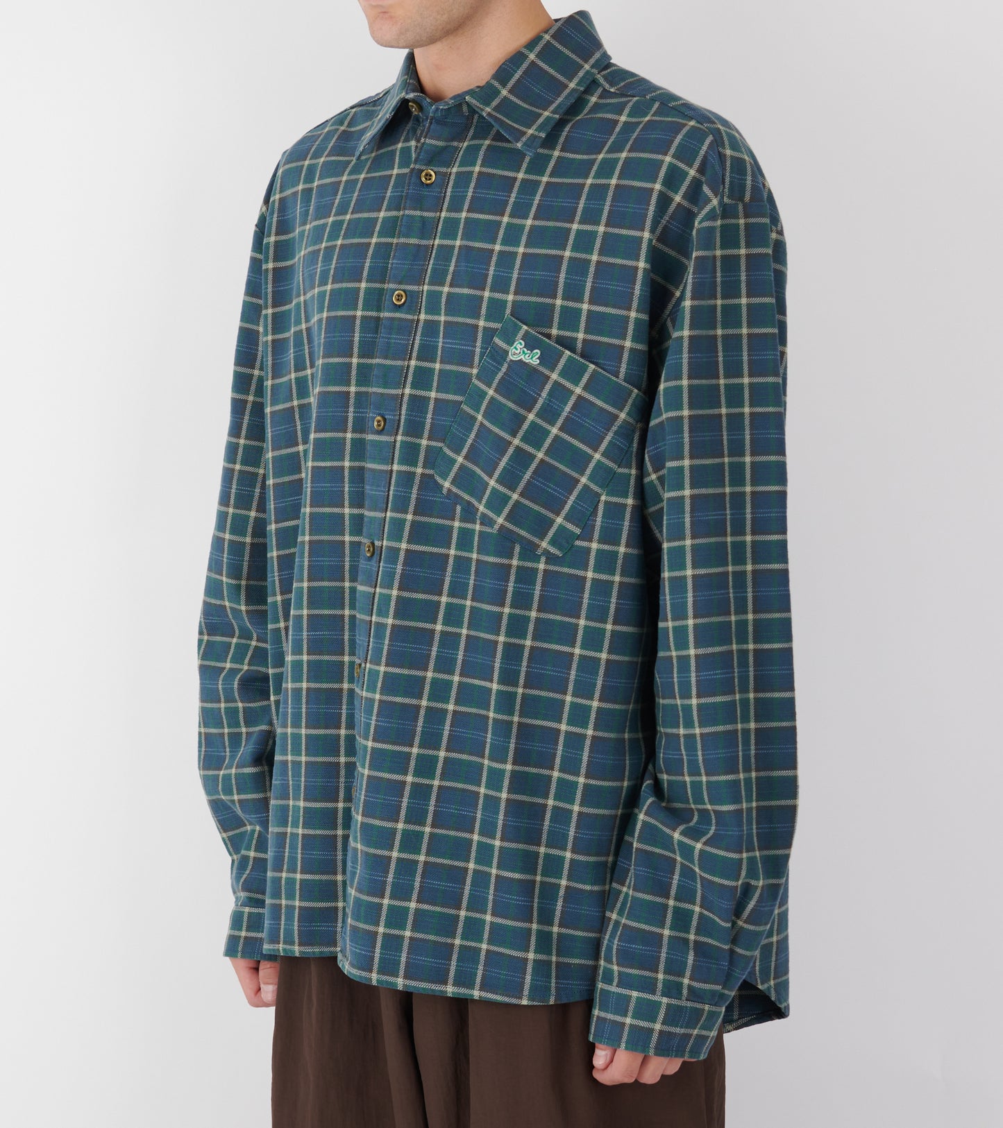 Relaxed Plaid Check Overshirt Green/Blue Mix