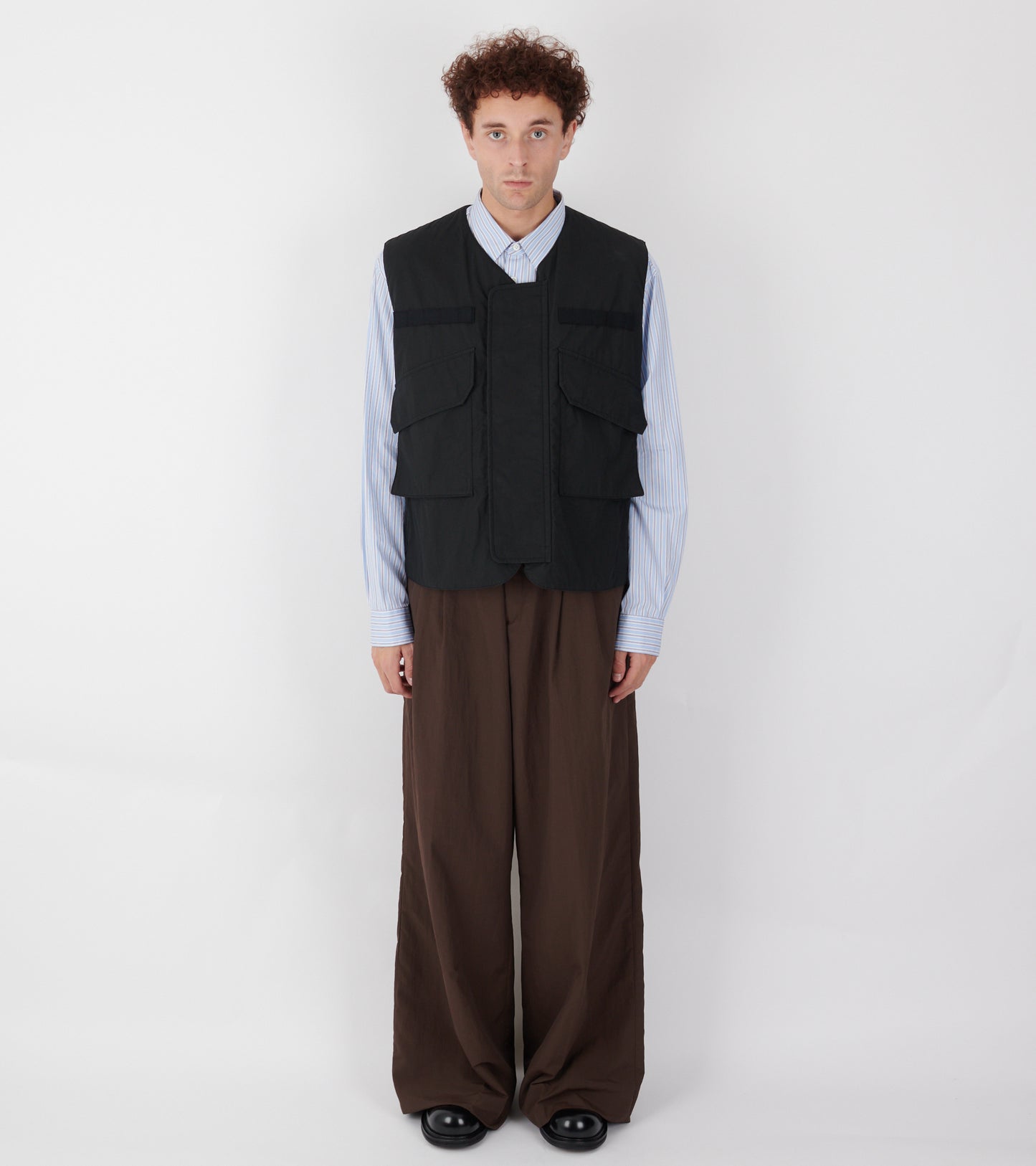 Cotton Vest with Zippers Black