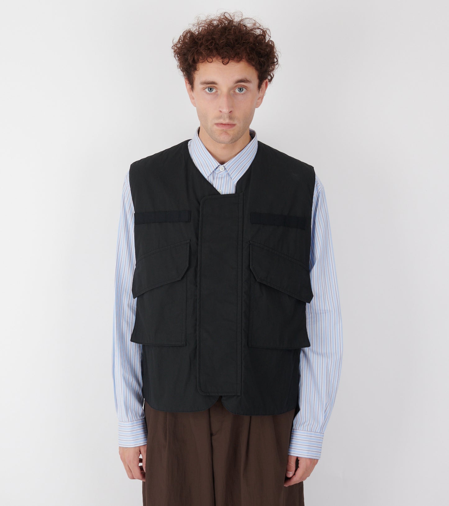 Cotton Vest with Zippers Black