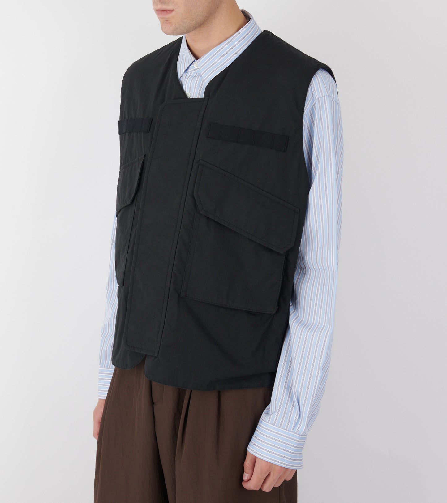 Cotton Vest with Zippers Black