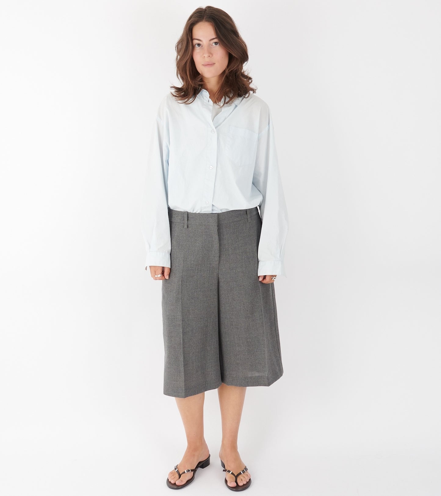 Open Wool Canvas Trouser Grey