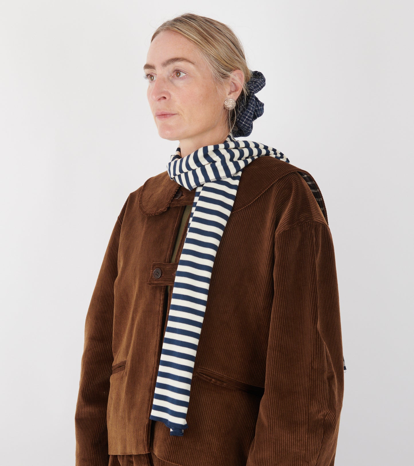 Scarf Interlock Marine/Ecru