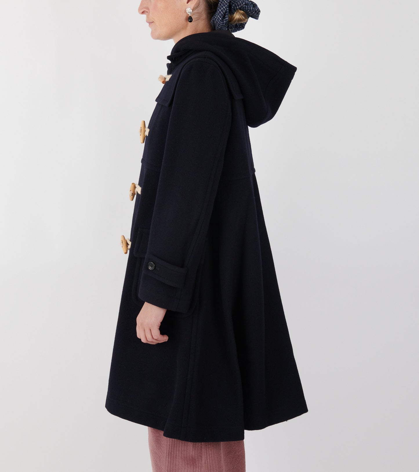 Hooded Wool Coat Navy
