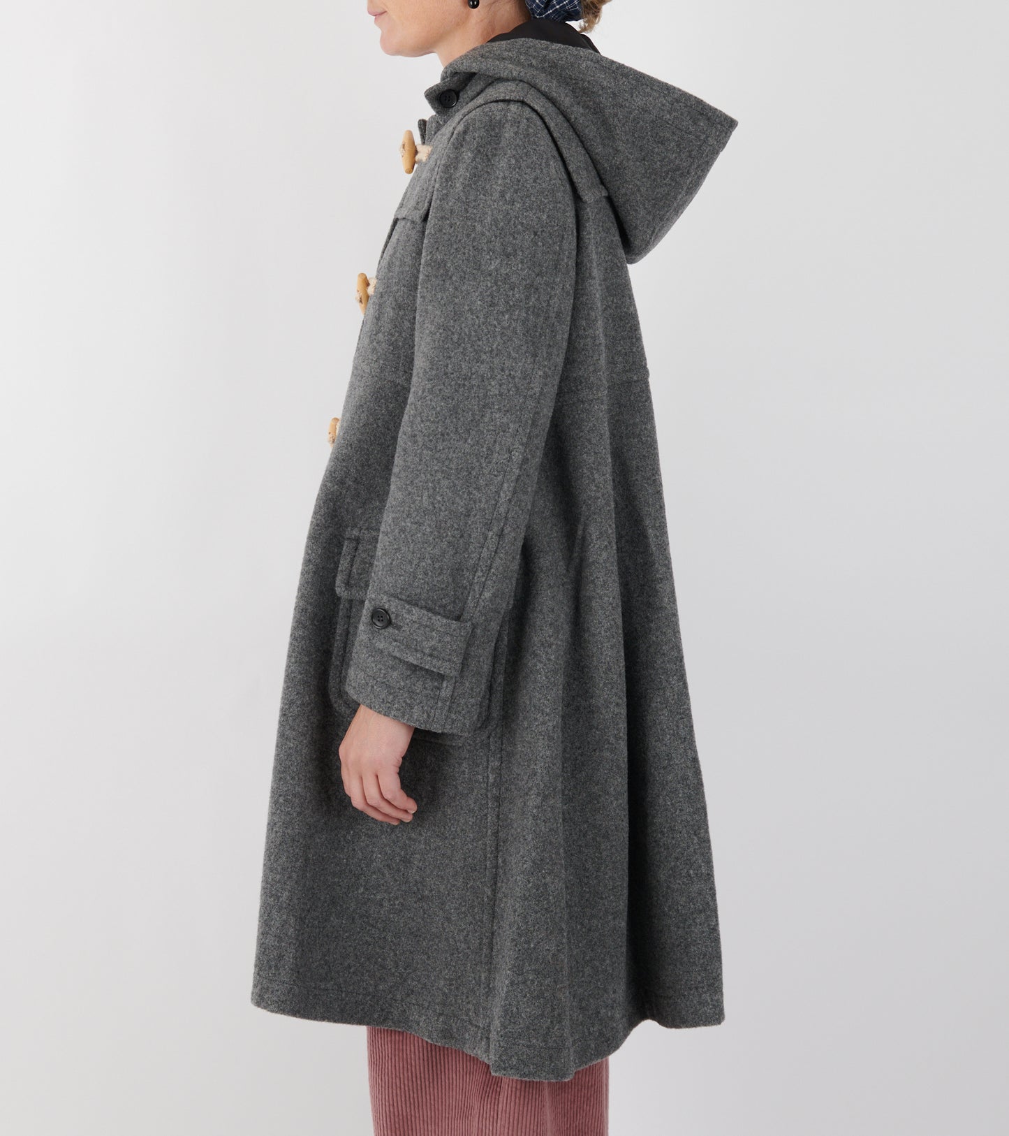 Hooded Wool Coat Grey