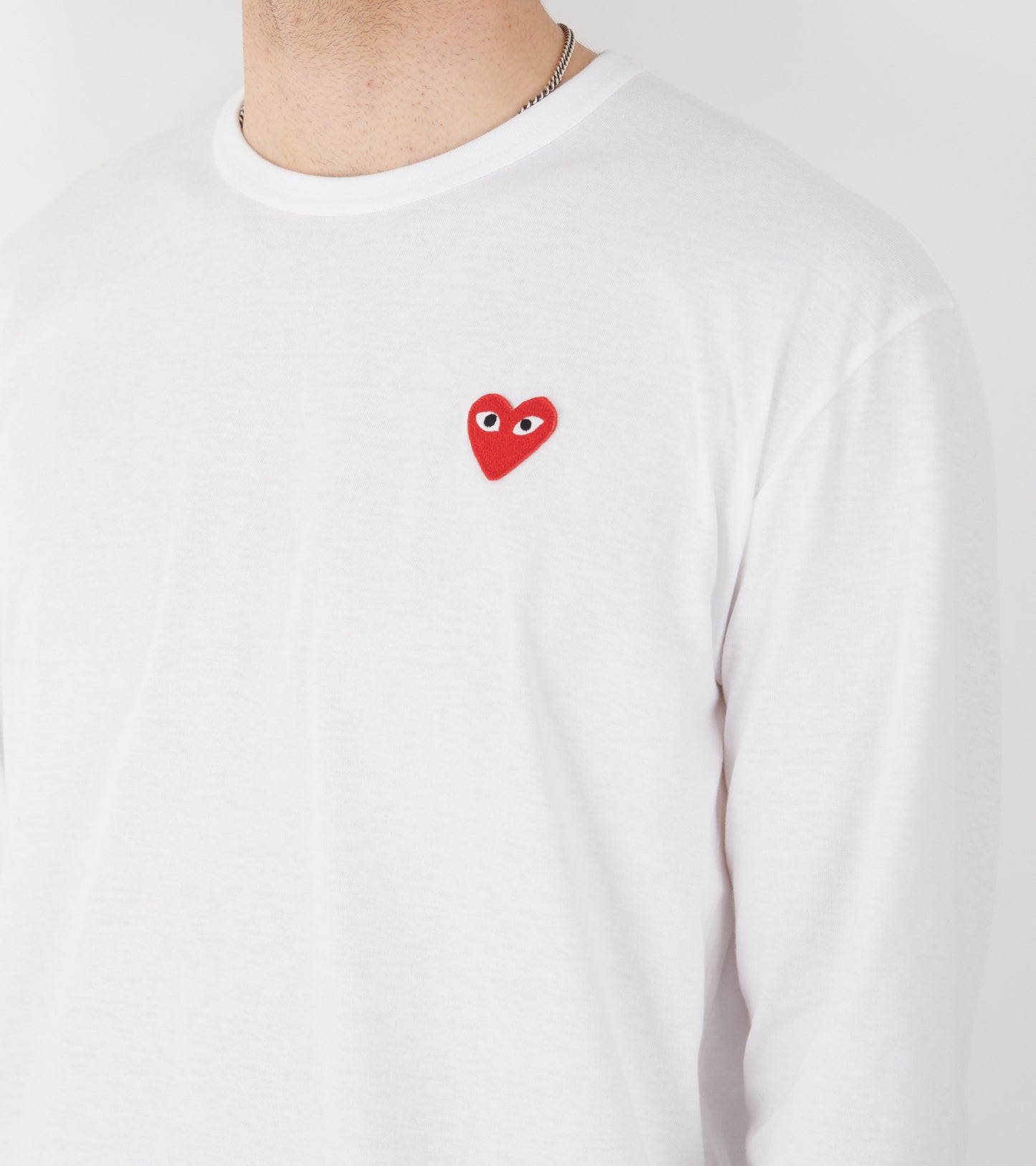 U Red Heart LS T-Shirt White
