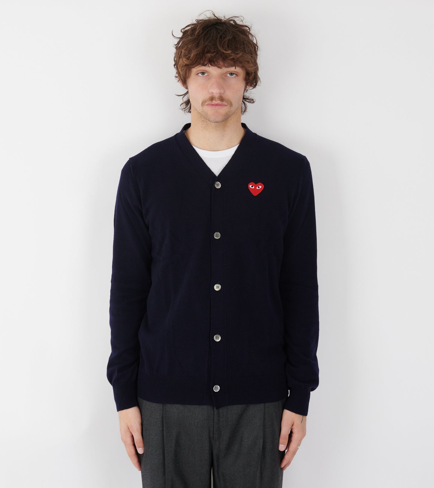 U Red Heart V-neck Cardigan Navy