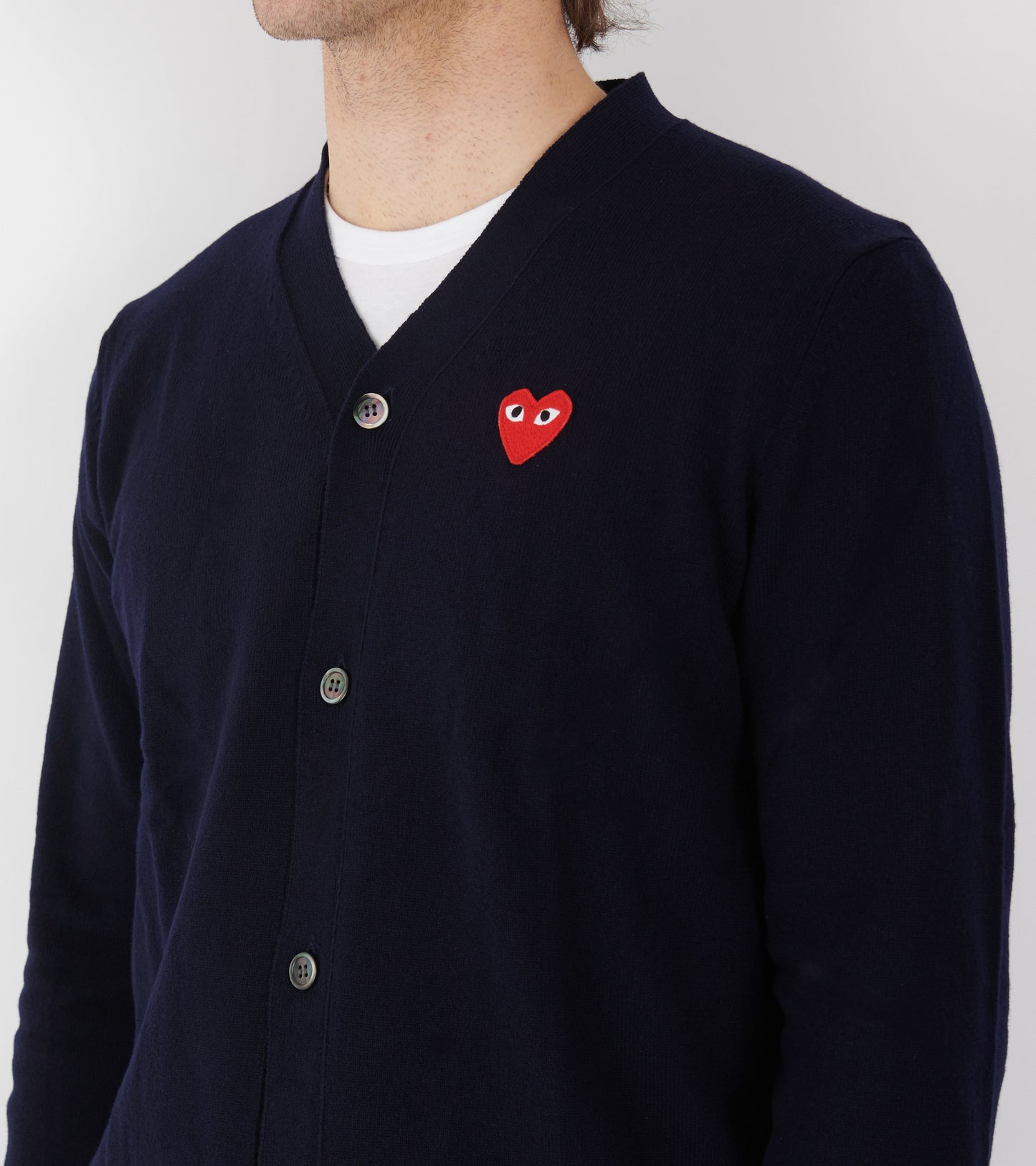 U Red Heart V-neck Cardigan Navy
