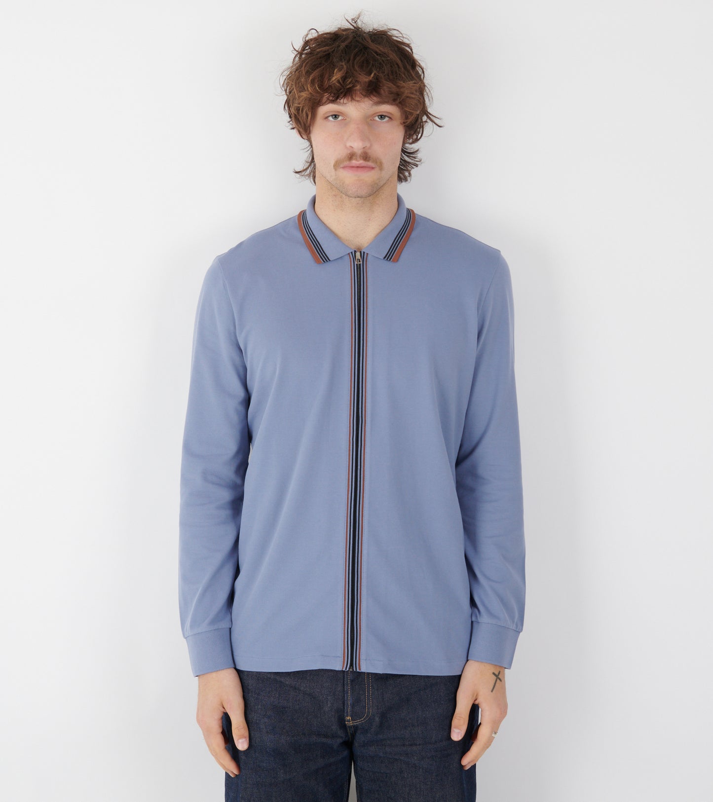 Full Zip Polo Sky Blue