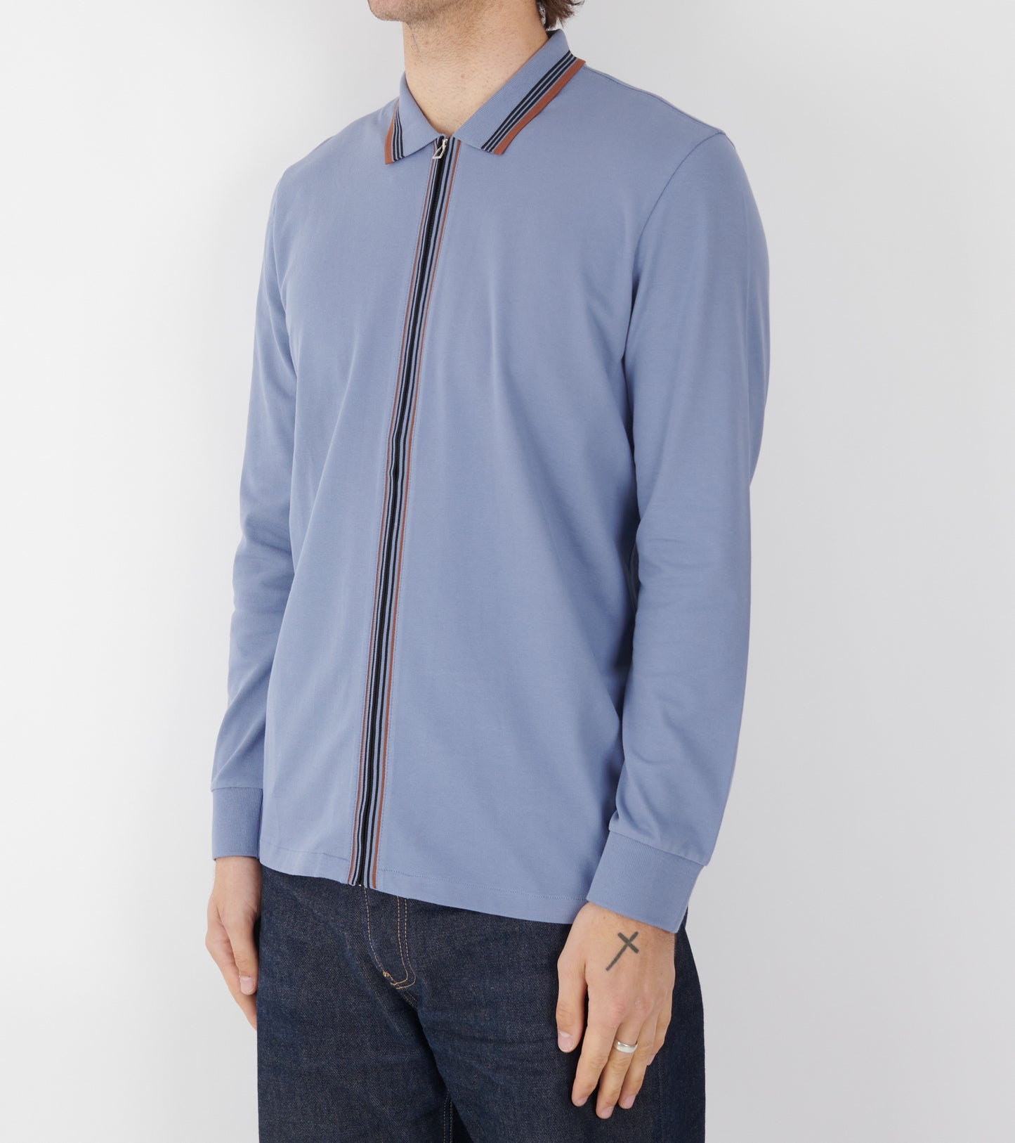 Full Zip Polo Sky Blue