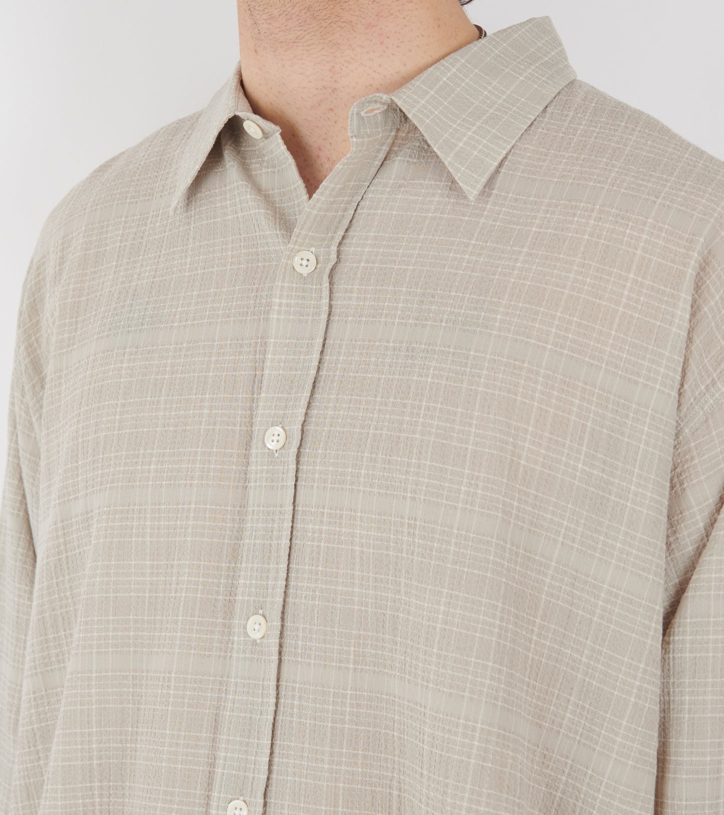 Vacation Shirt Chalk Seersucker Check