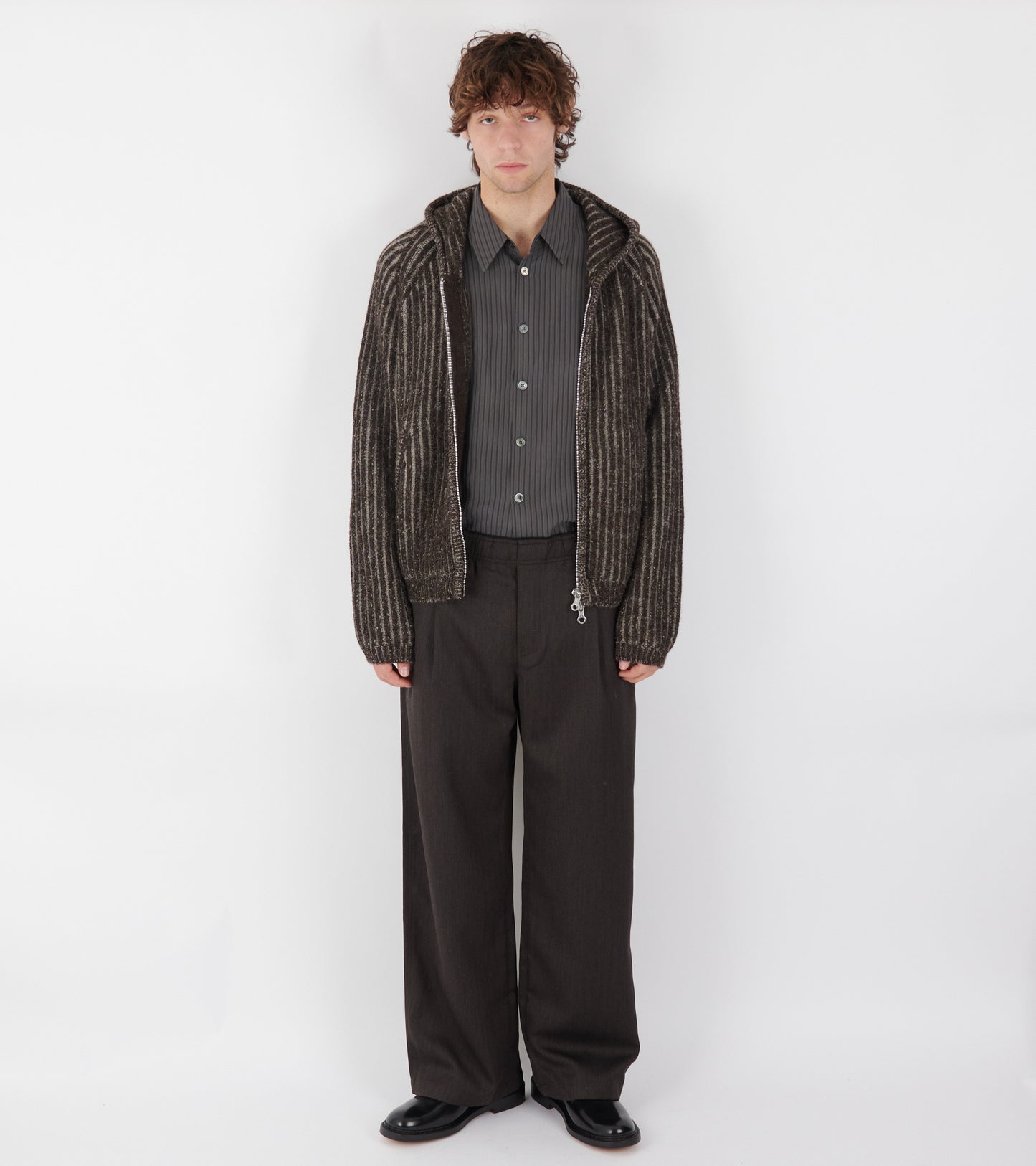 Level Hood Vanise Brown Stripe Isles Wool