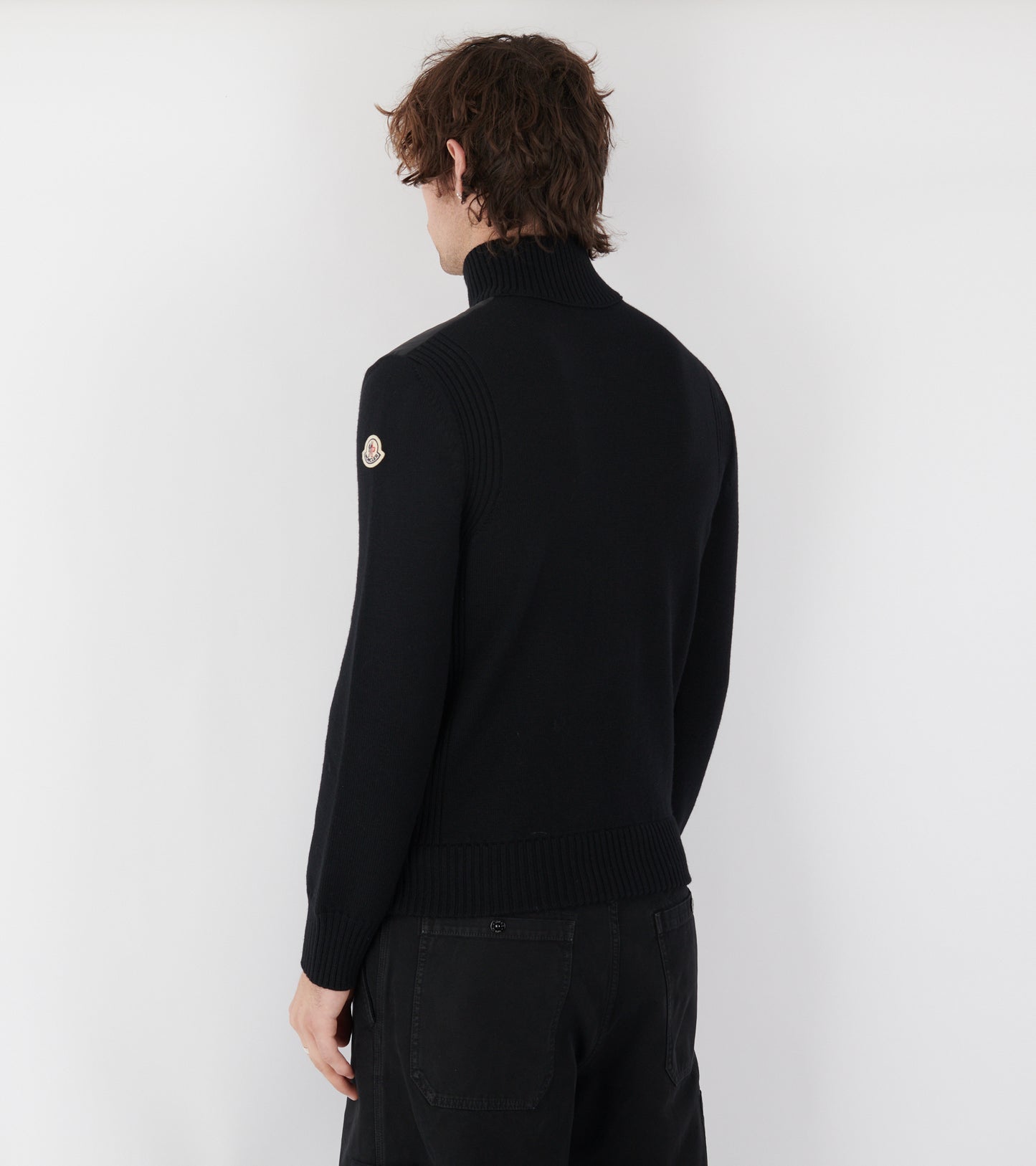 Padded Wool Zip Up Cardigan Black