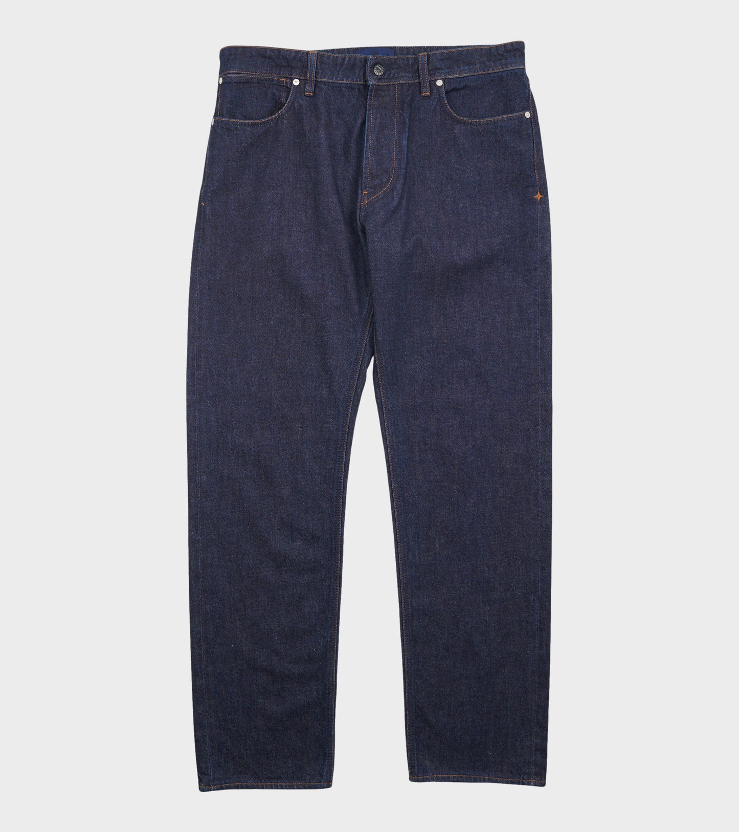 Indigo Denim Rinsed Straight Jeans Dark Blue