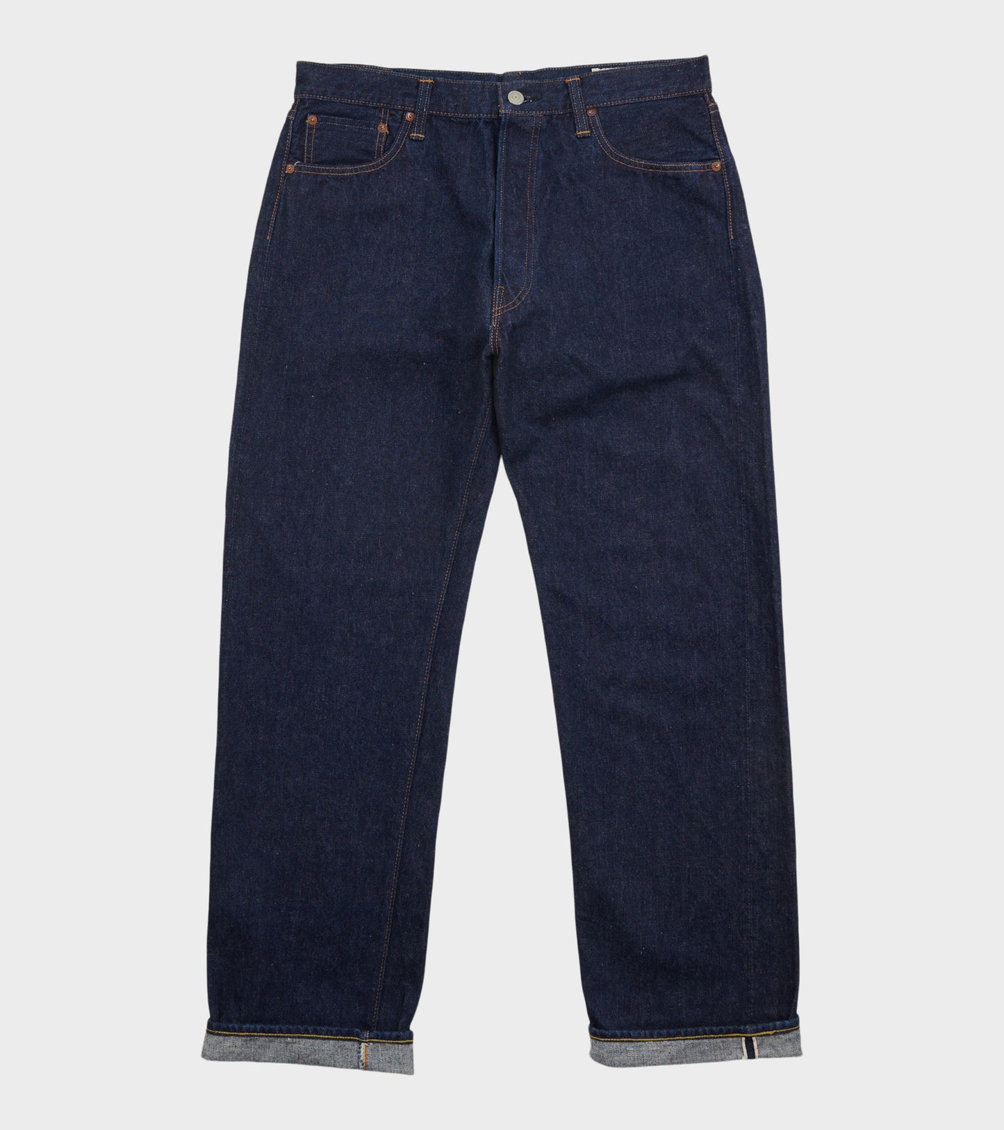 The 1950s Selvedge Denim Jeans One Wash Dark Blue