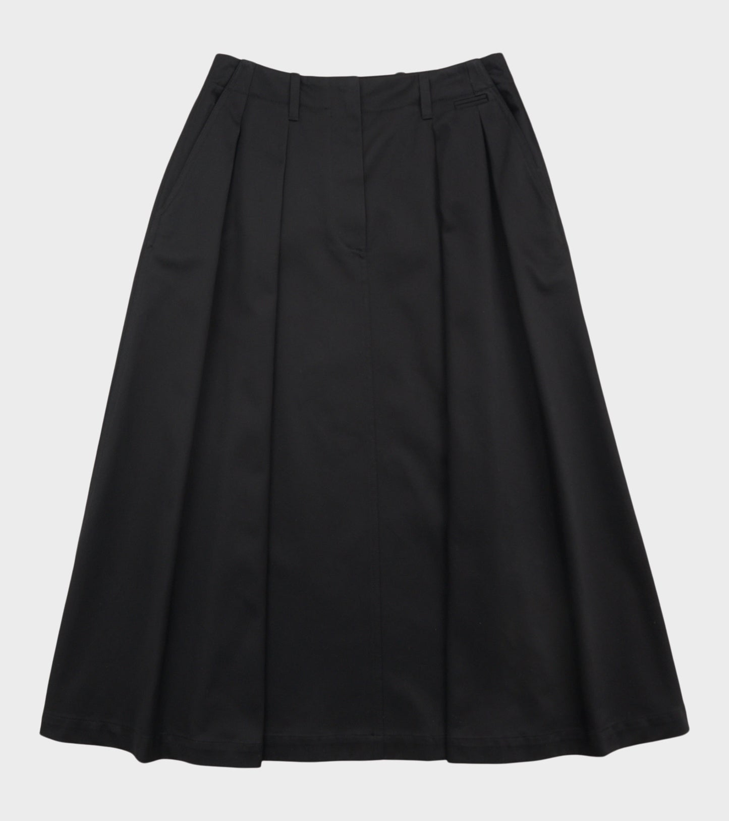 Pleated Cotton Canvas Skirt Black