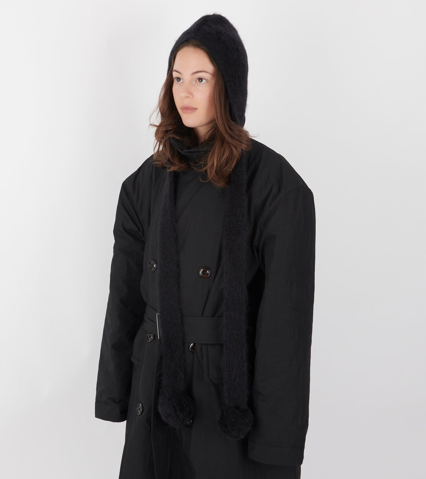 Mohair Earflap Cap Black