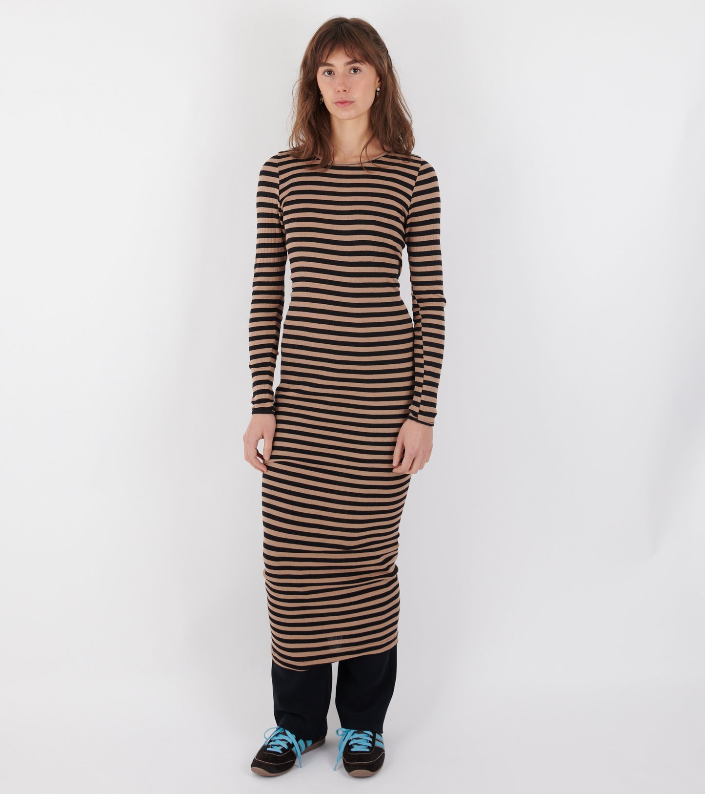 101 Long John Rib Dress Black/Camel