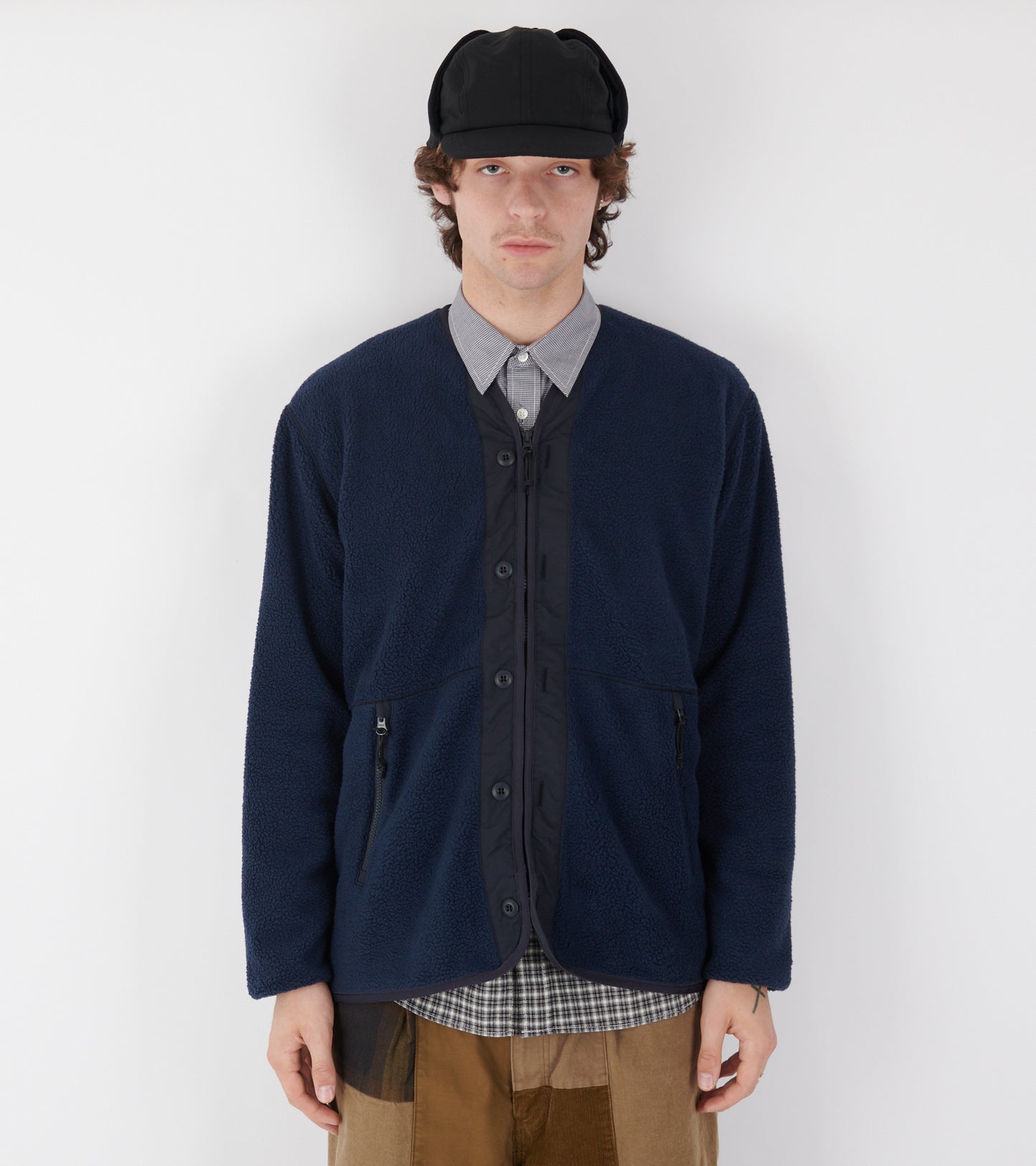 V-neck Zip Fleece Navy