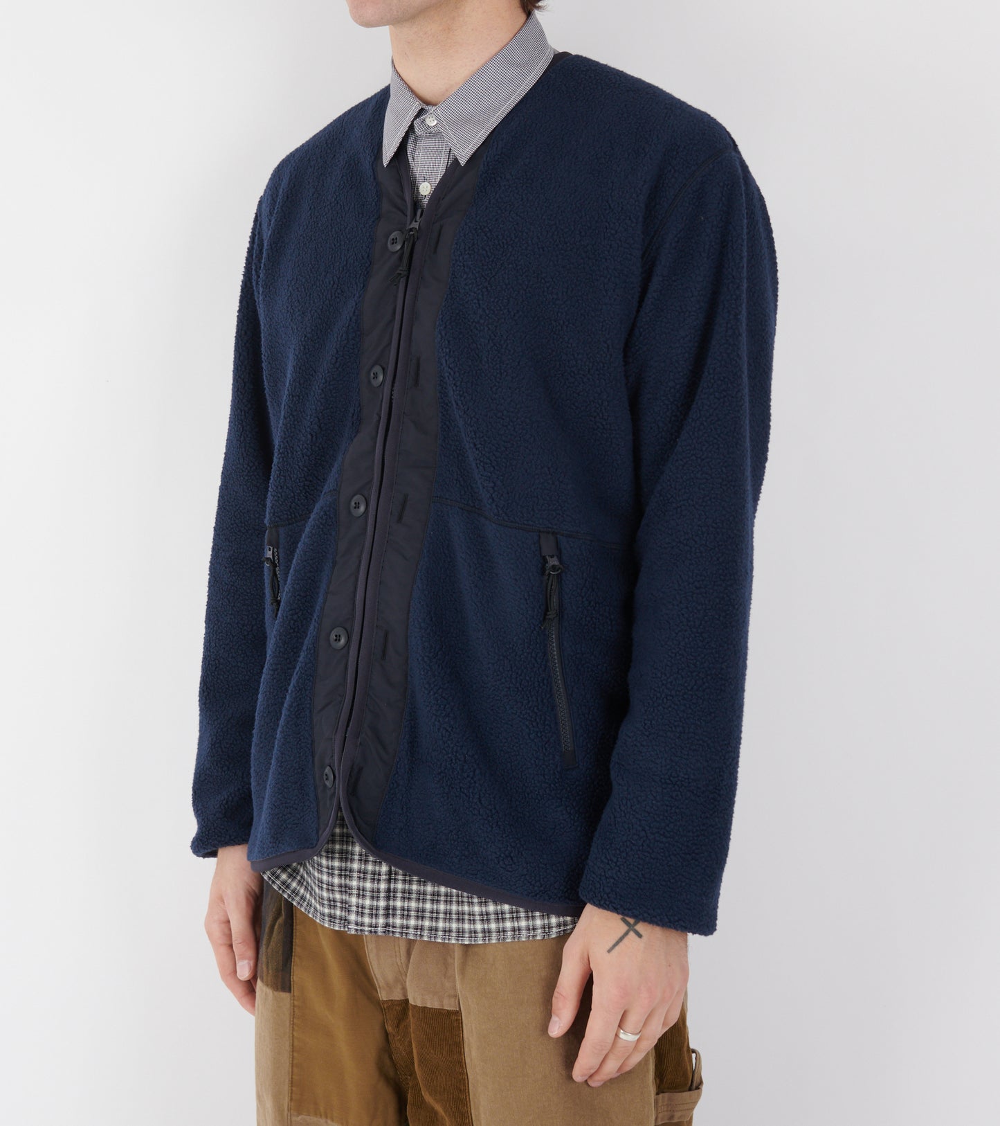 V-neck Zip Fleece Navy