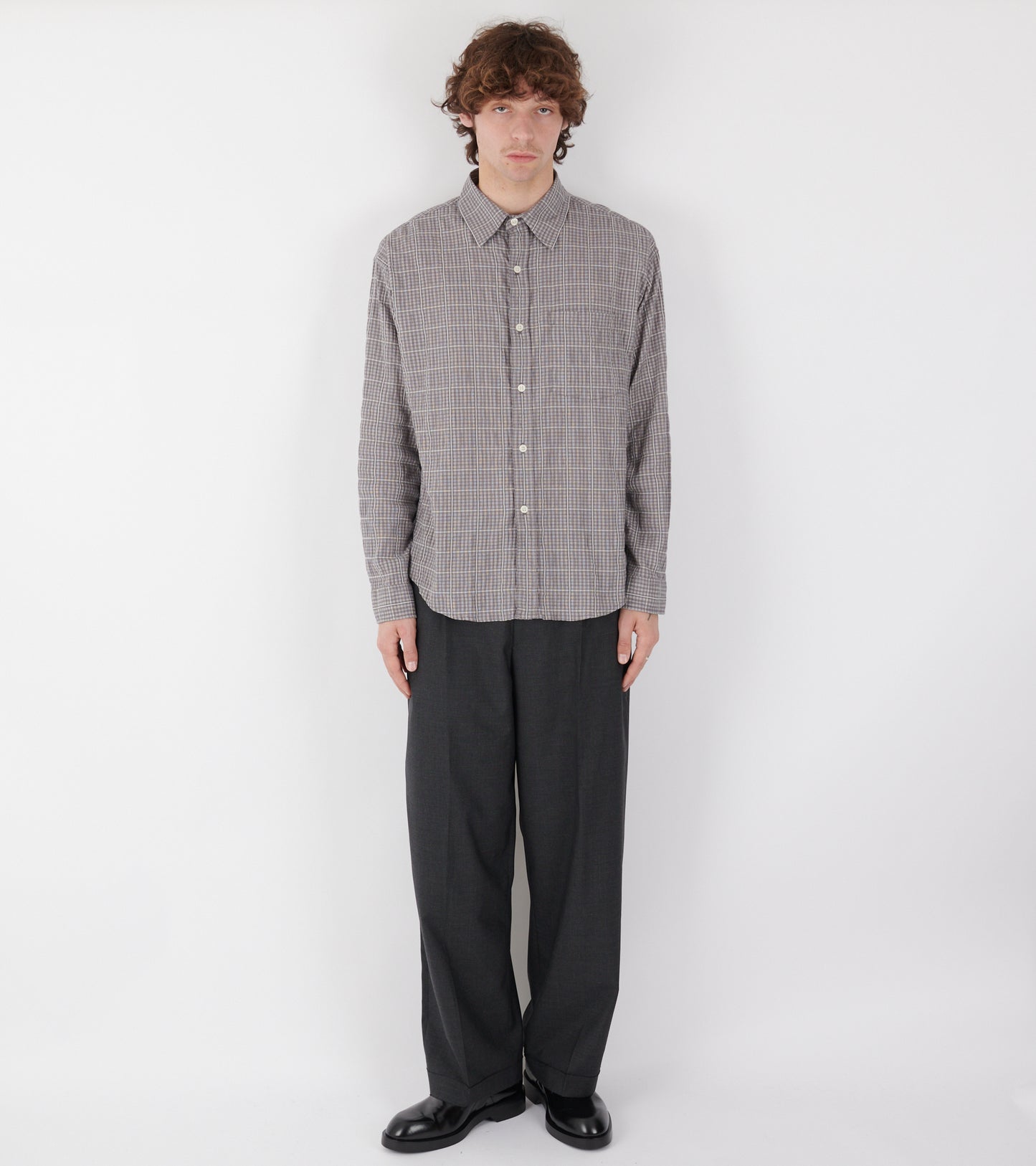Executive Shirt Grey Textured Check