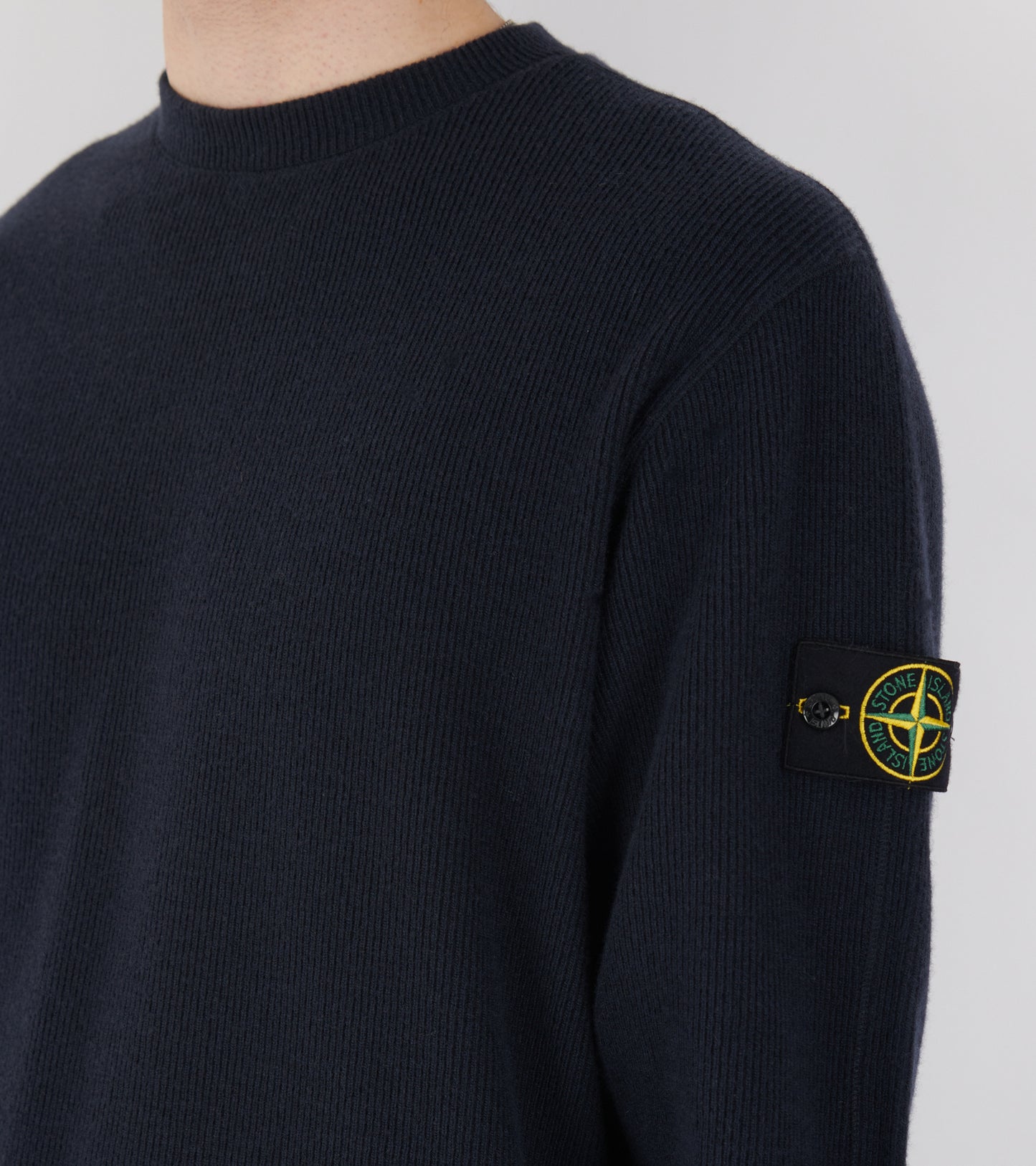 Rib Nylon Wool Blend Knit Dark Navy