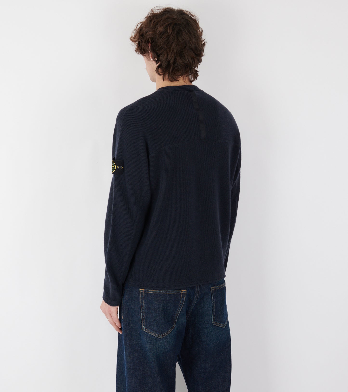 Rib Nylon Wool Blend Knit Dark Navy