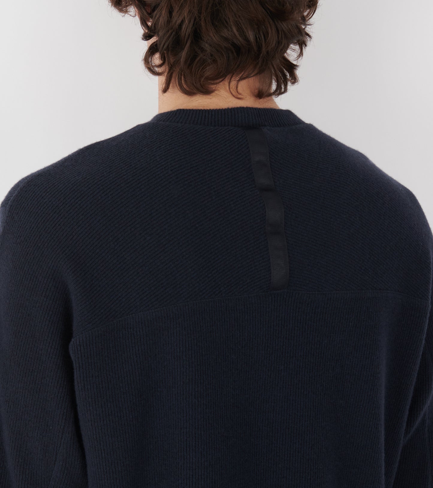Rib Nylon Wool Blend Knit Dark Navy