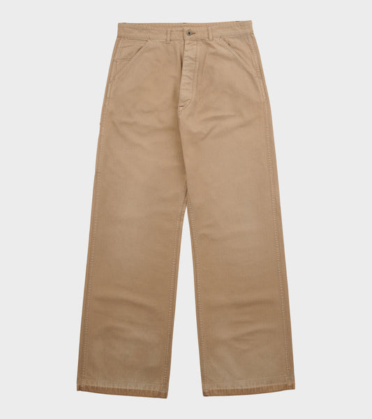 Striped Canvas Pants Beige