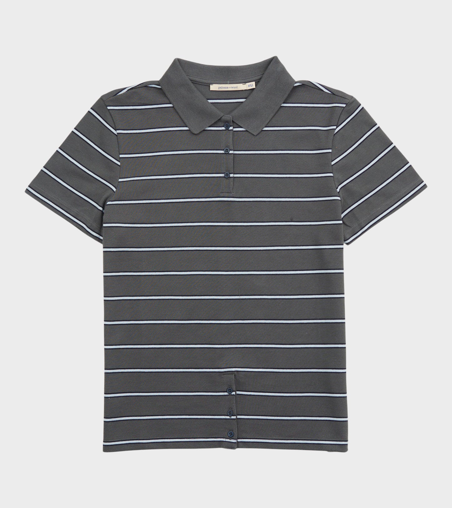 Julieta Striped S/S Polo Dark Grey