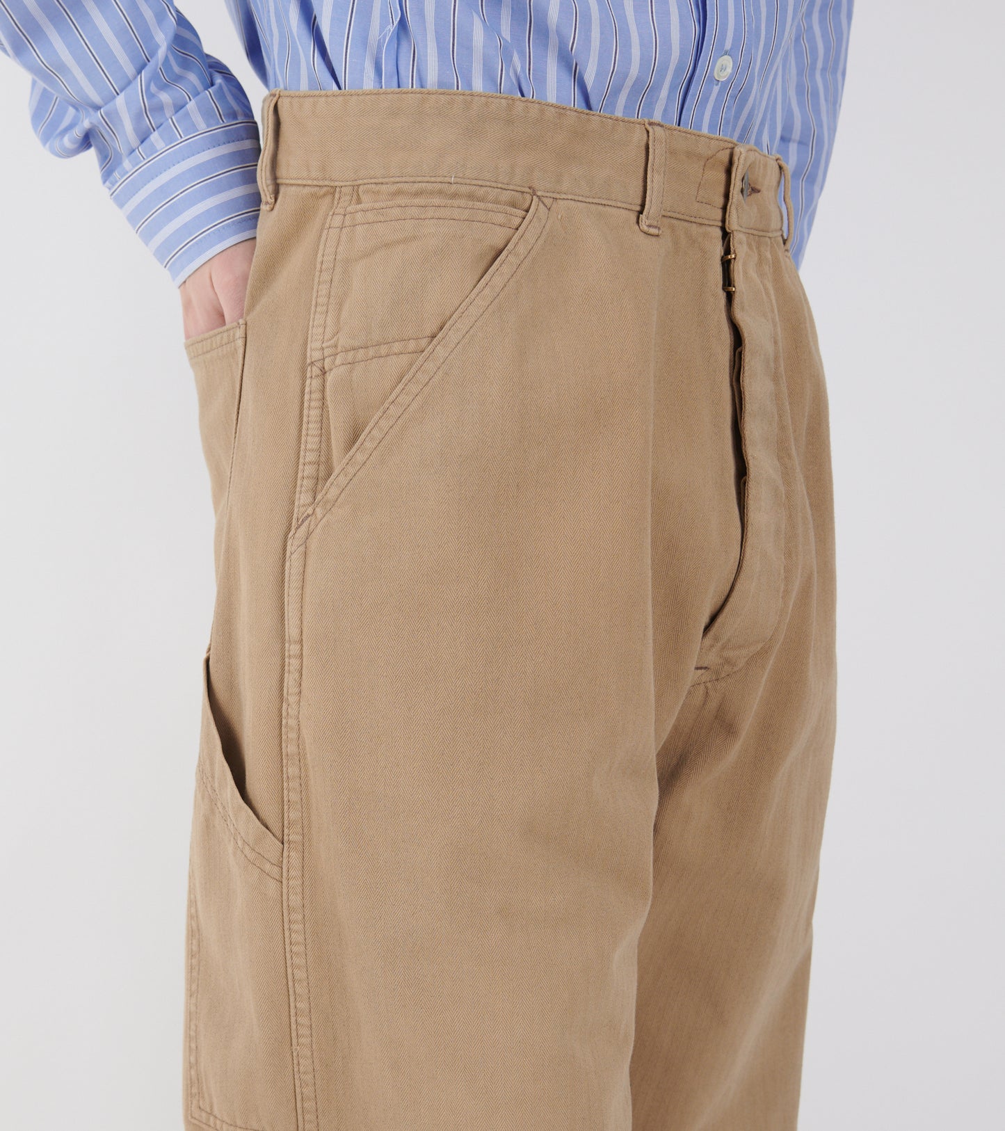 Striped Canvas Pants Beige