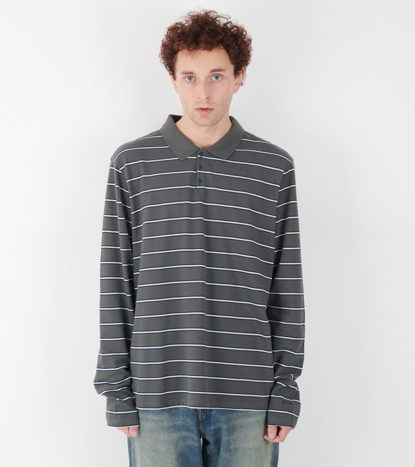 Coty Striped Polo Dark Grey