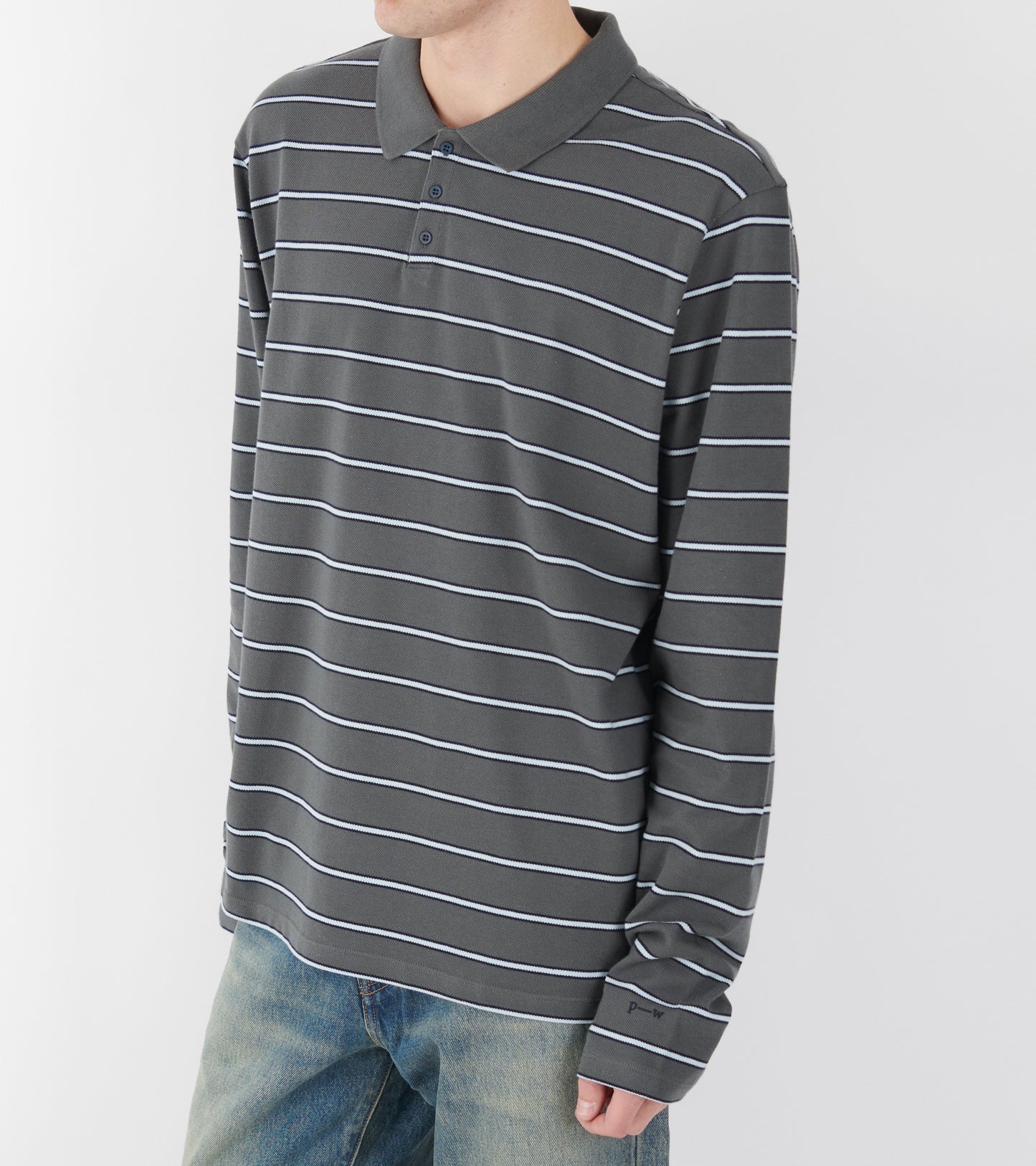 Coty Striped Polo Dark Grey