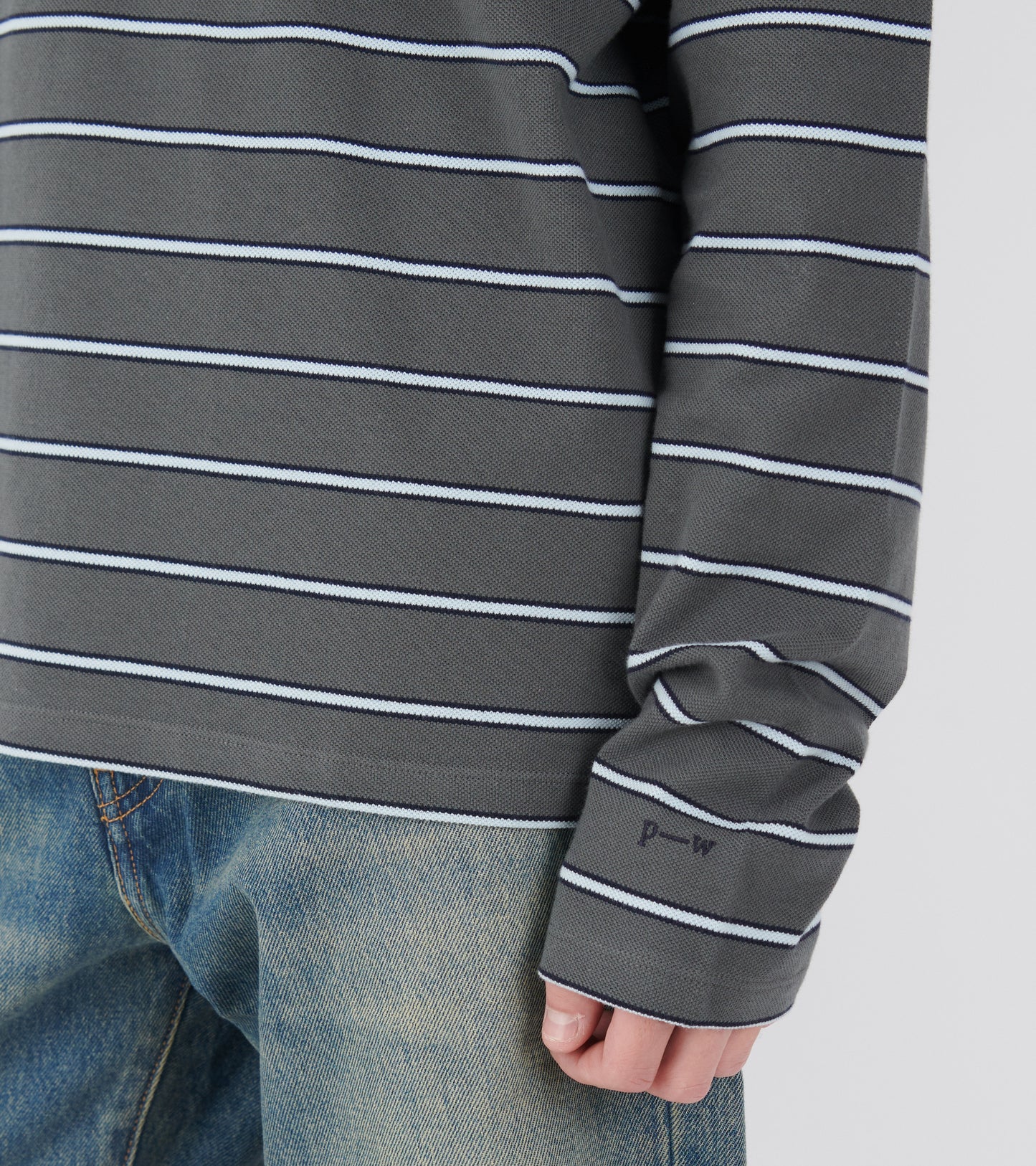 Coty Striped Polo Dark Grey