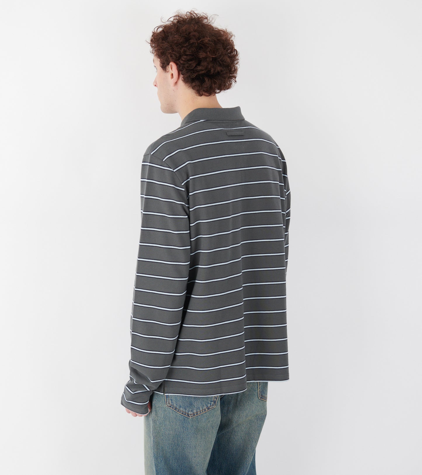 Coty Striped Polo Dark Grey