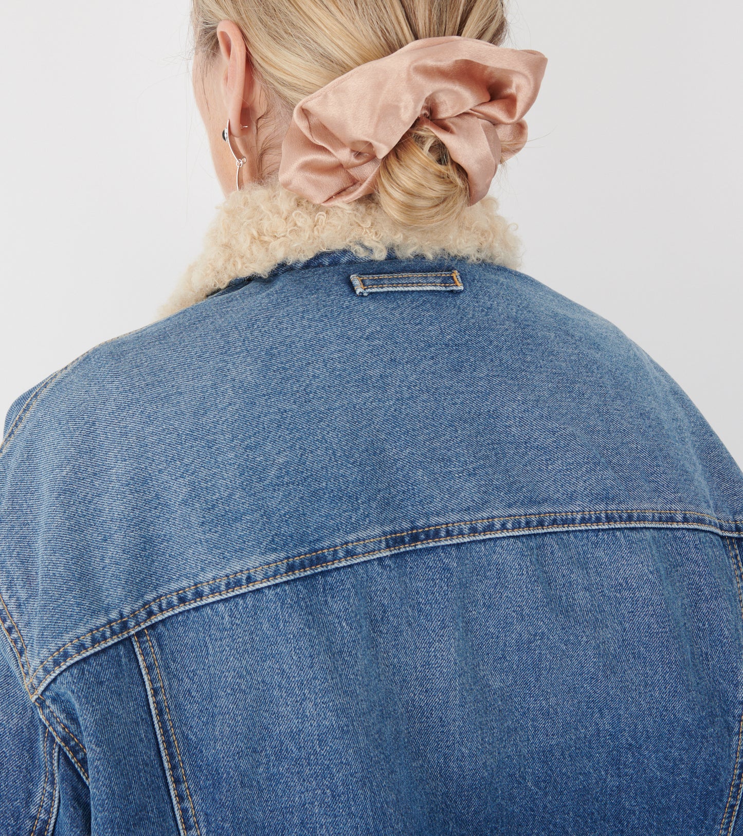 Denim Shearling Jacket Mid Blue