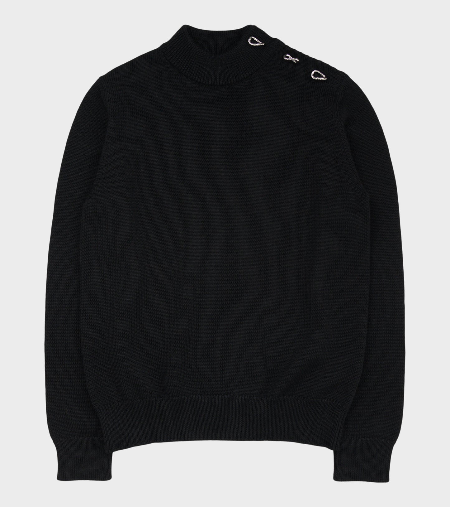 Heavy Wool Silver Rings Knit Black