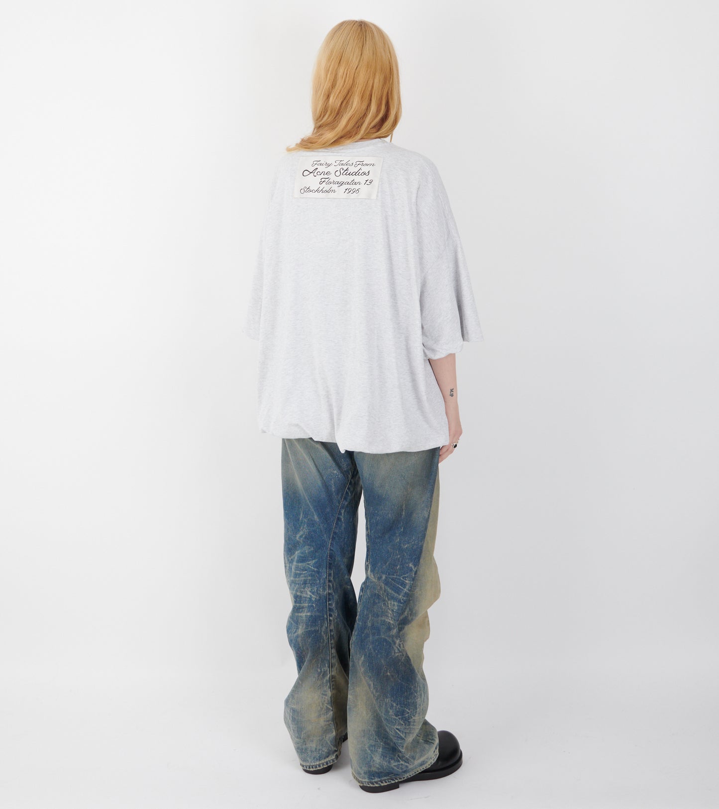 Gathered Logo T-shirt Grey Melange