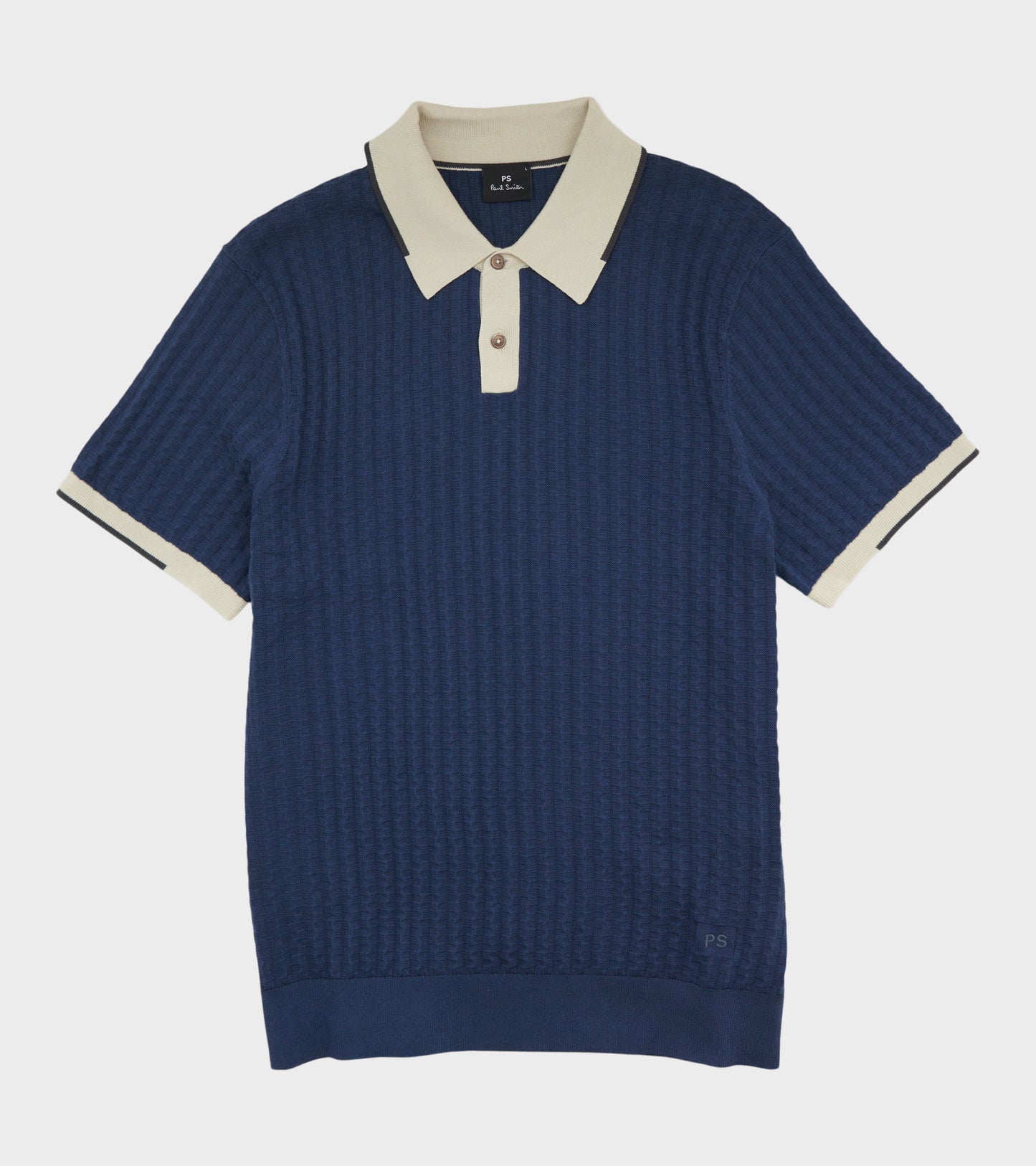 S/S Knit Polo Navy/Beige