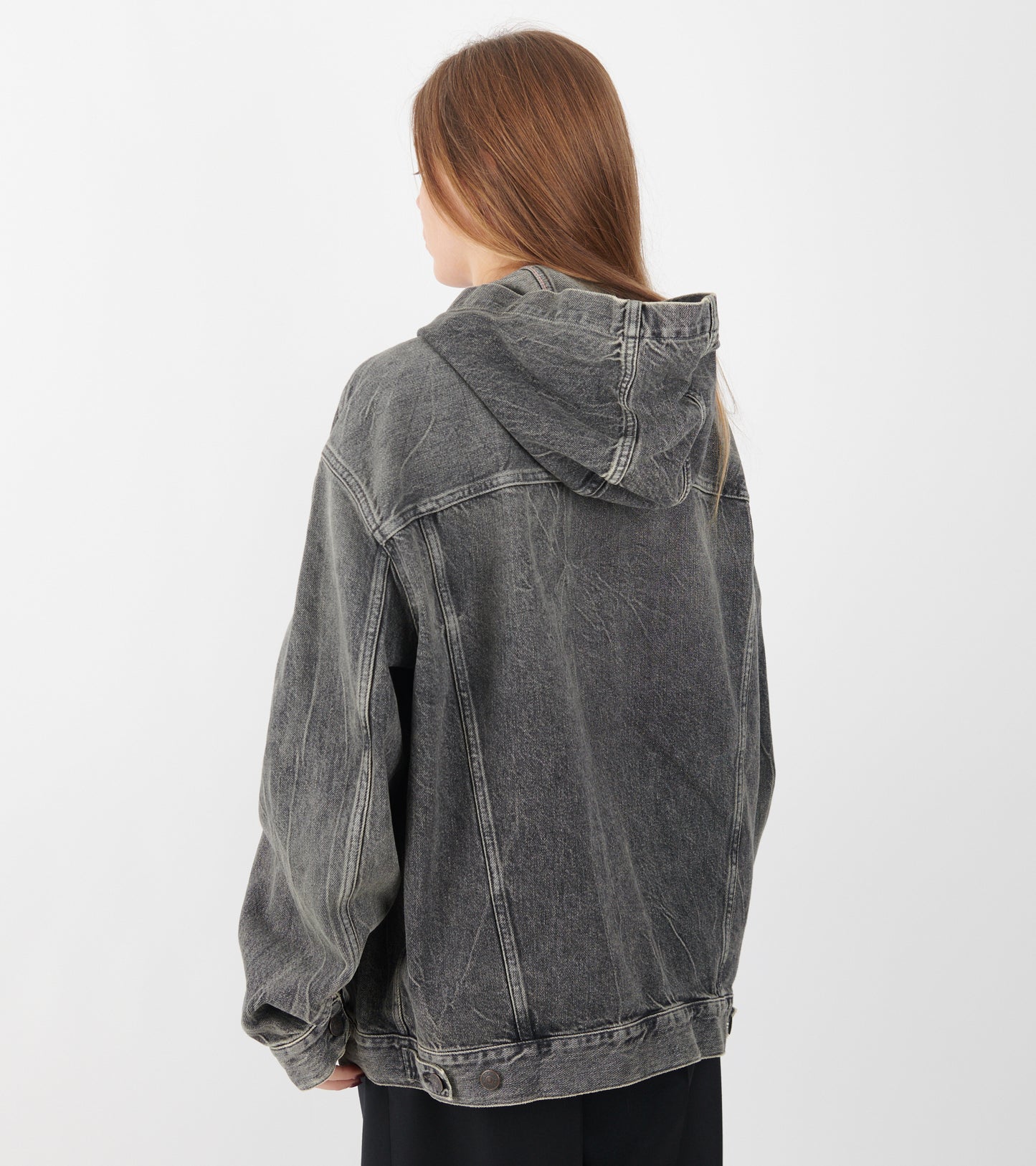 Hooded Denim Jacket Washed Black