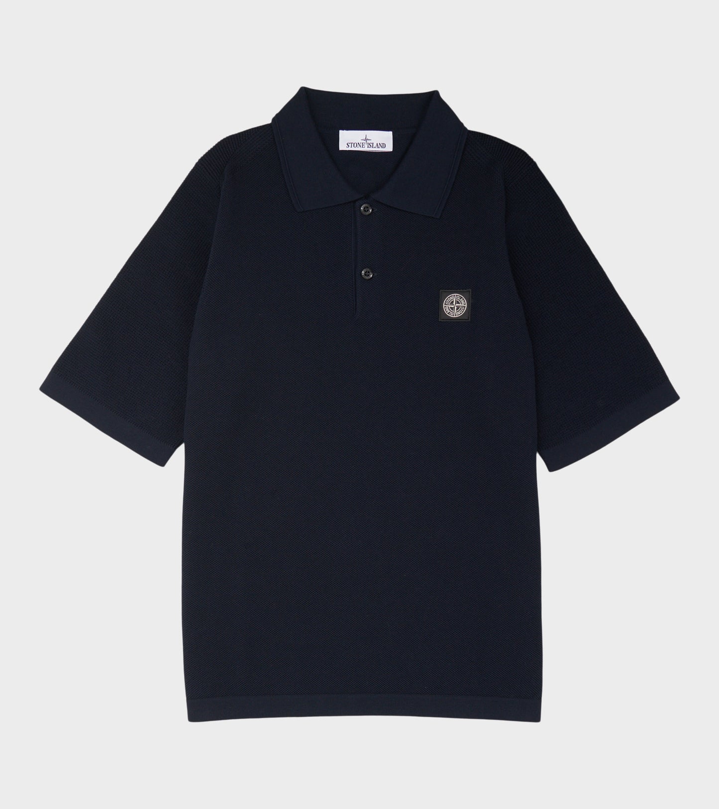Cotton Knit Waffle S/S Polo Navy
