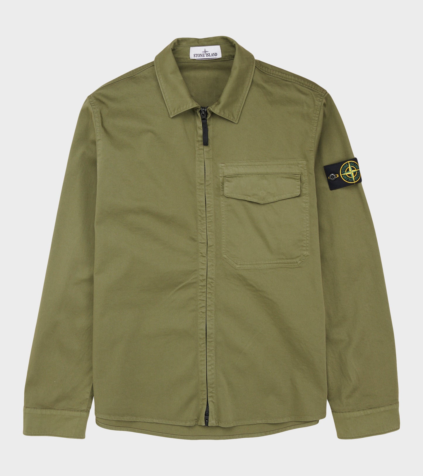 Cotton Zip Overshirt Olive