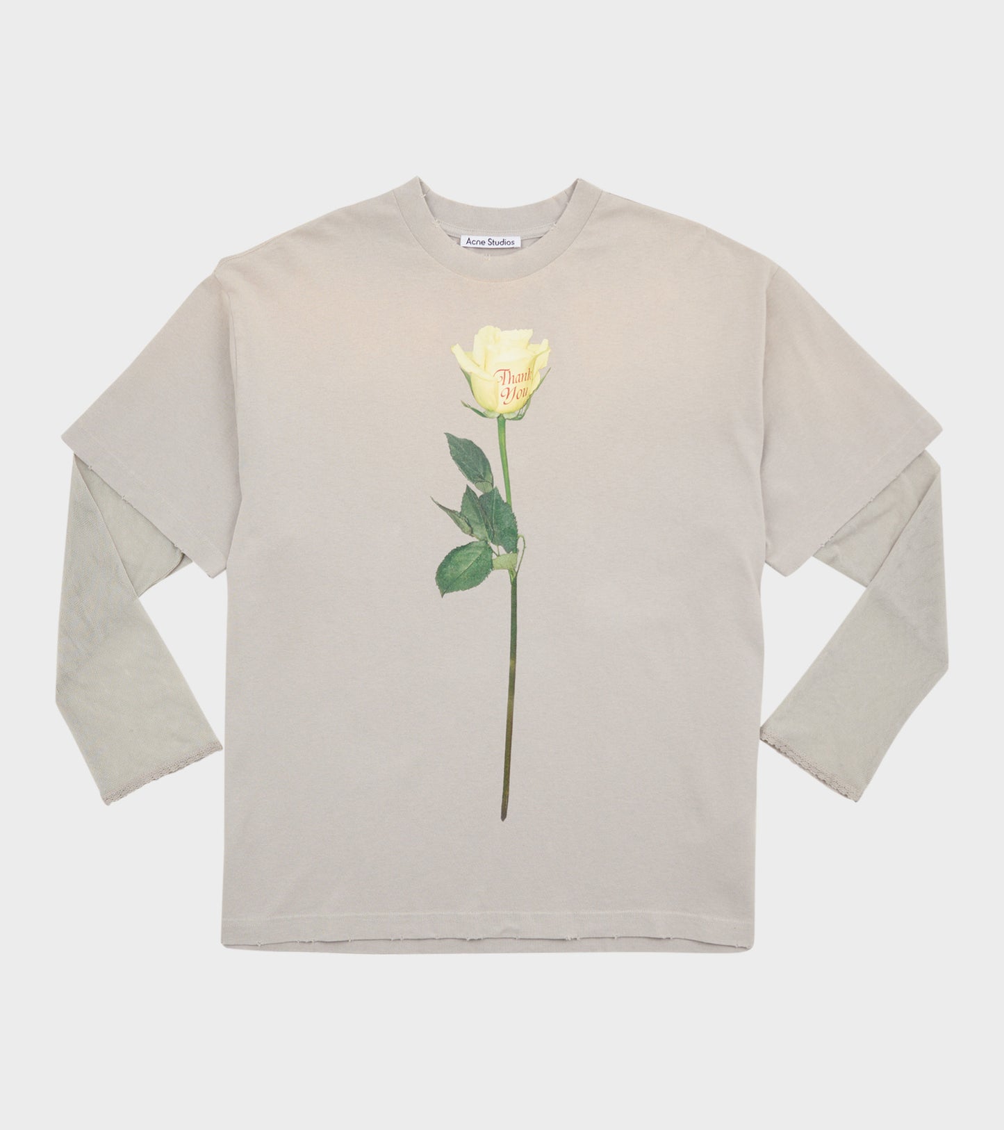 Layered Print T-shirt Light Grey