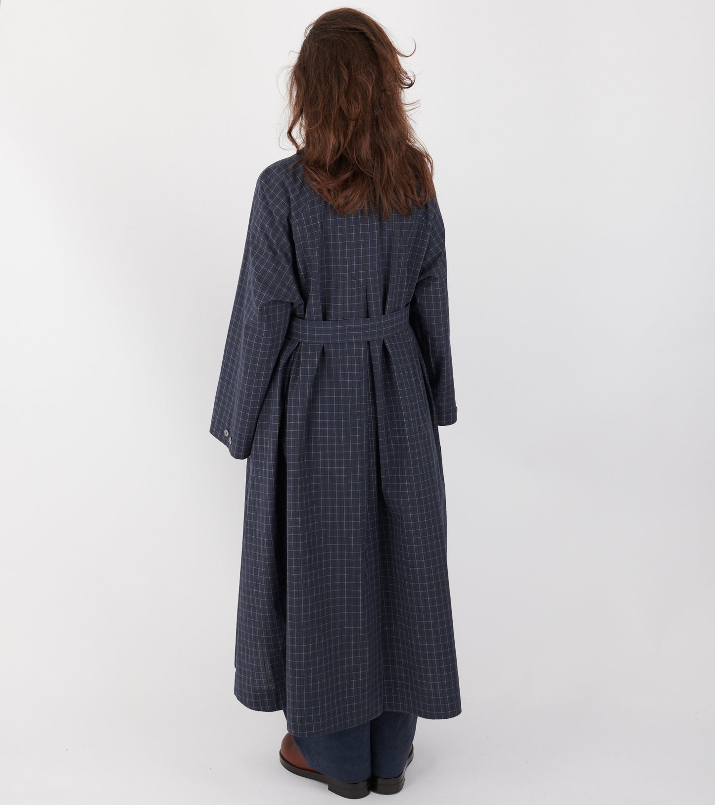 Japanese Cotton Seersucker Kit Dress Navy Check