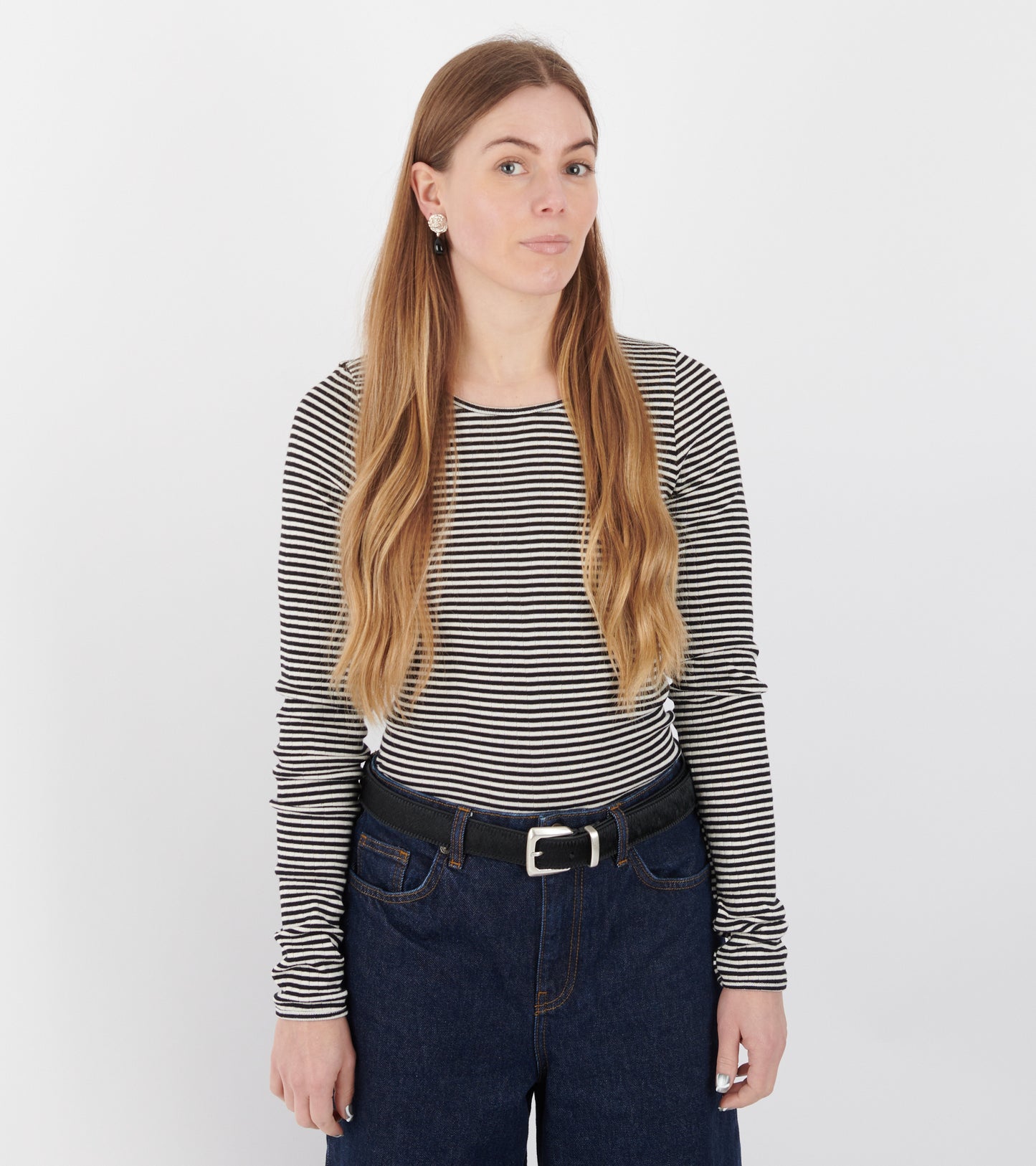 101 Rib Fine Stripe Black/Ecru
