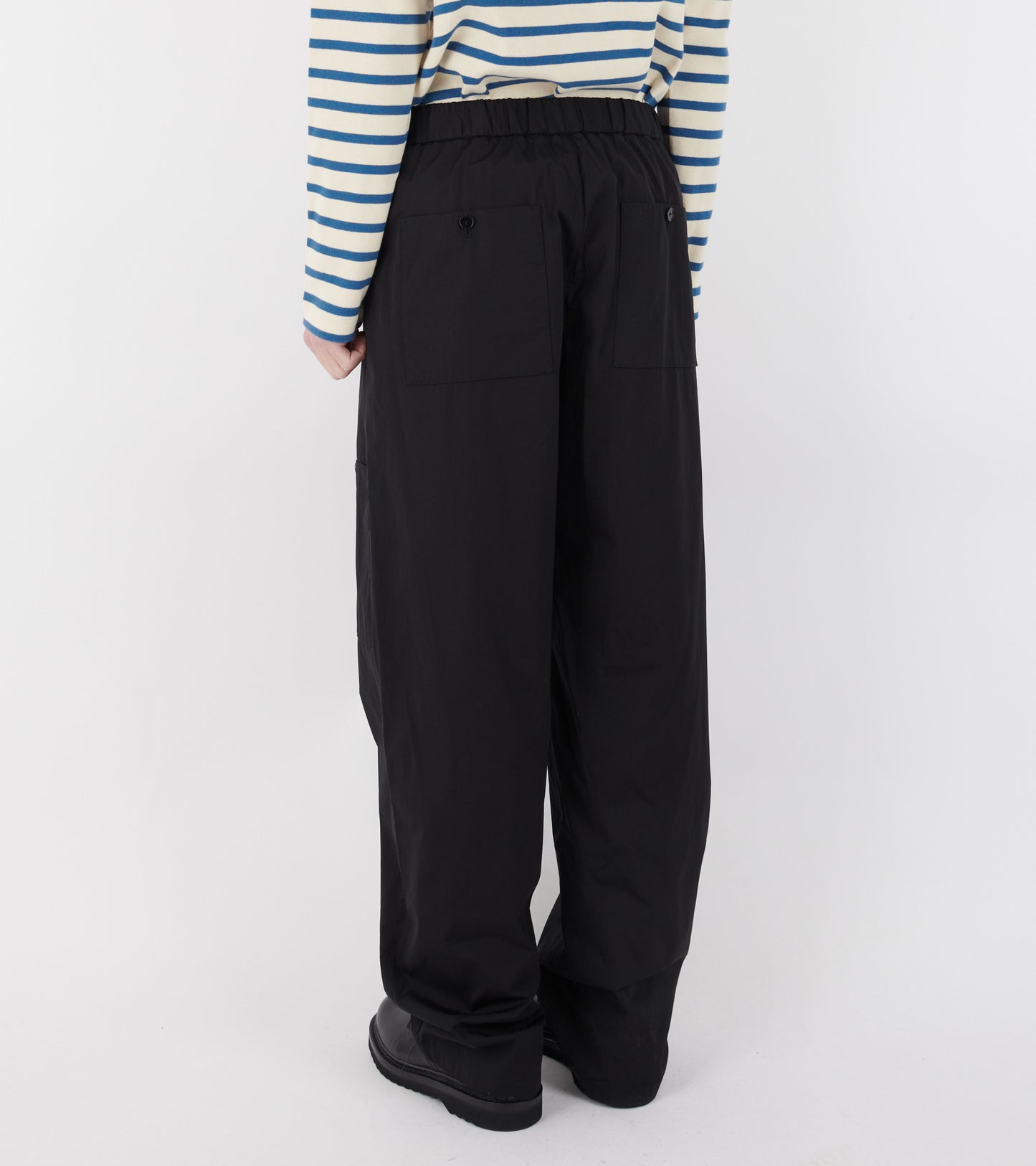 Cotton Poplin Cargo Trousers Black