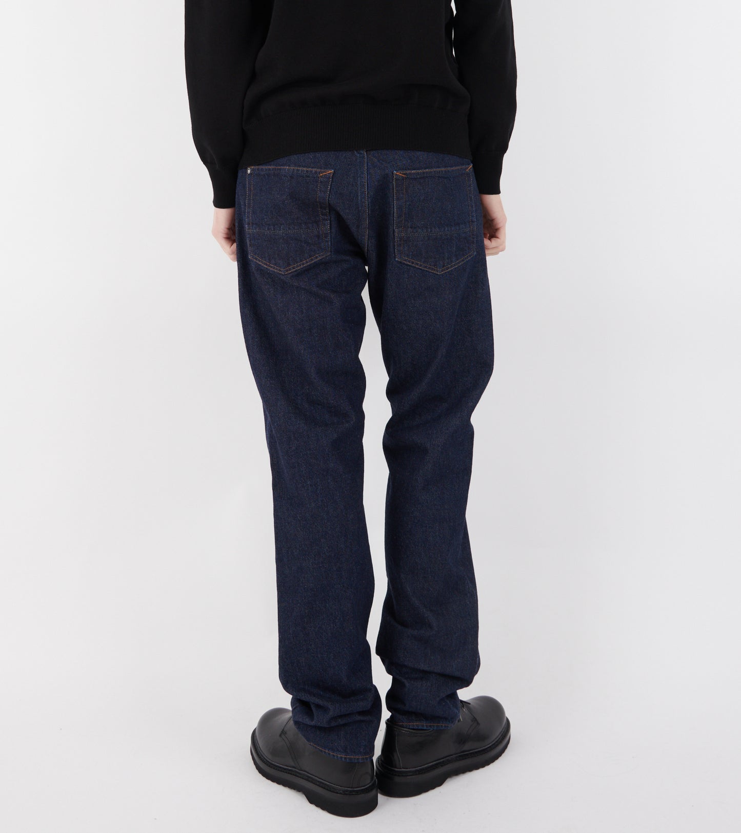 Indigo Denim Rinsed Straight Jeans Dark Blue