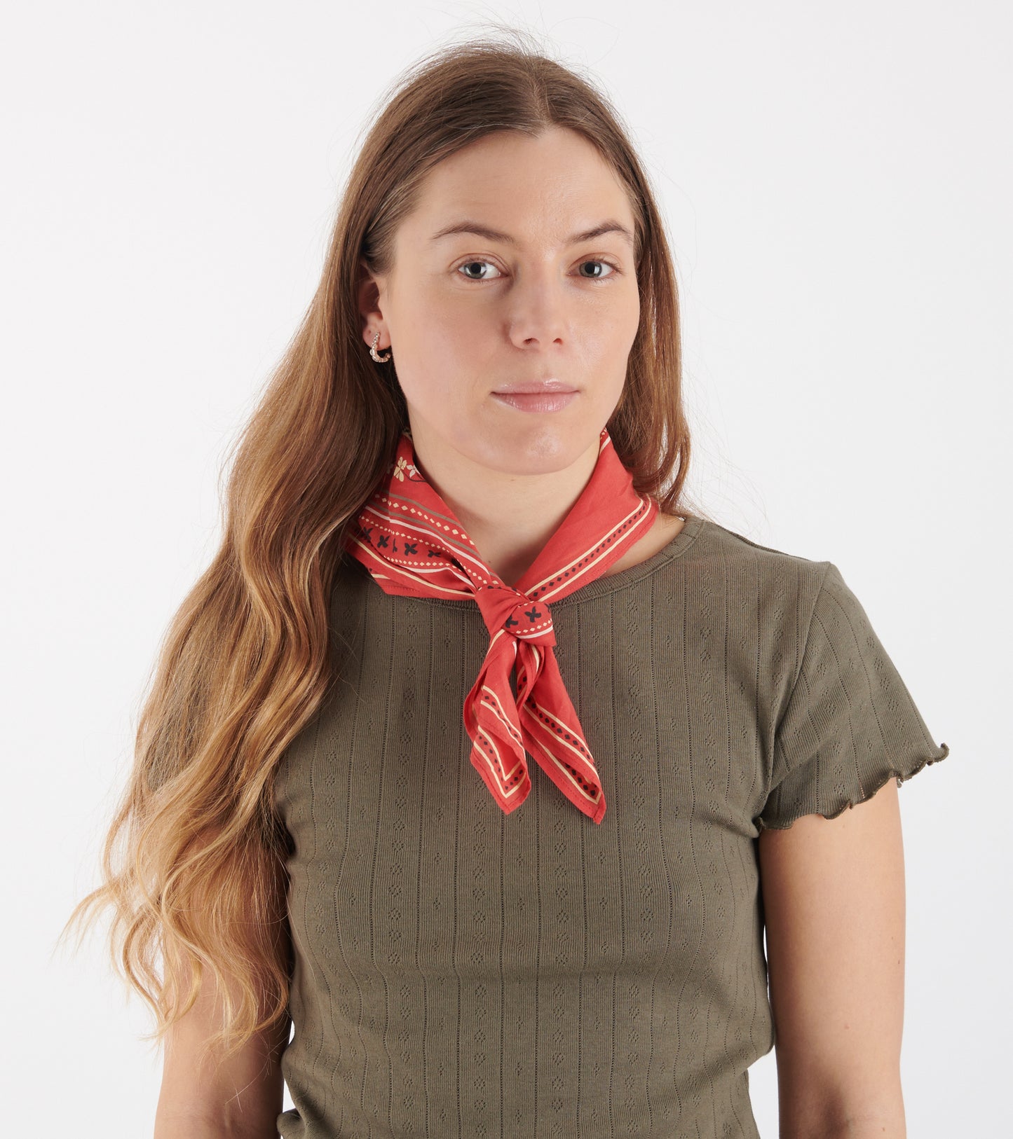 Floral Scarf 55x55 Red