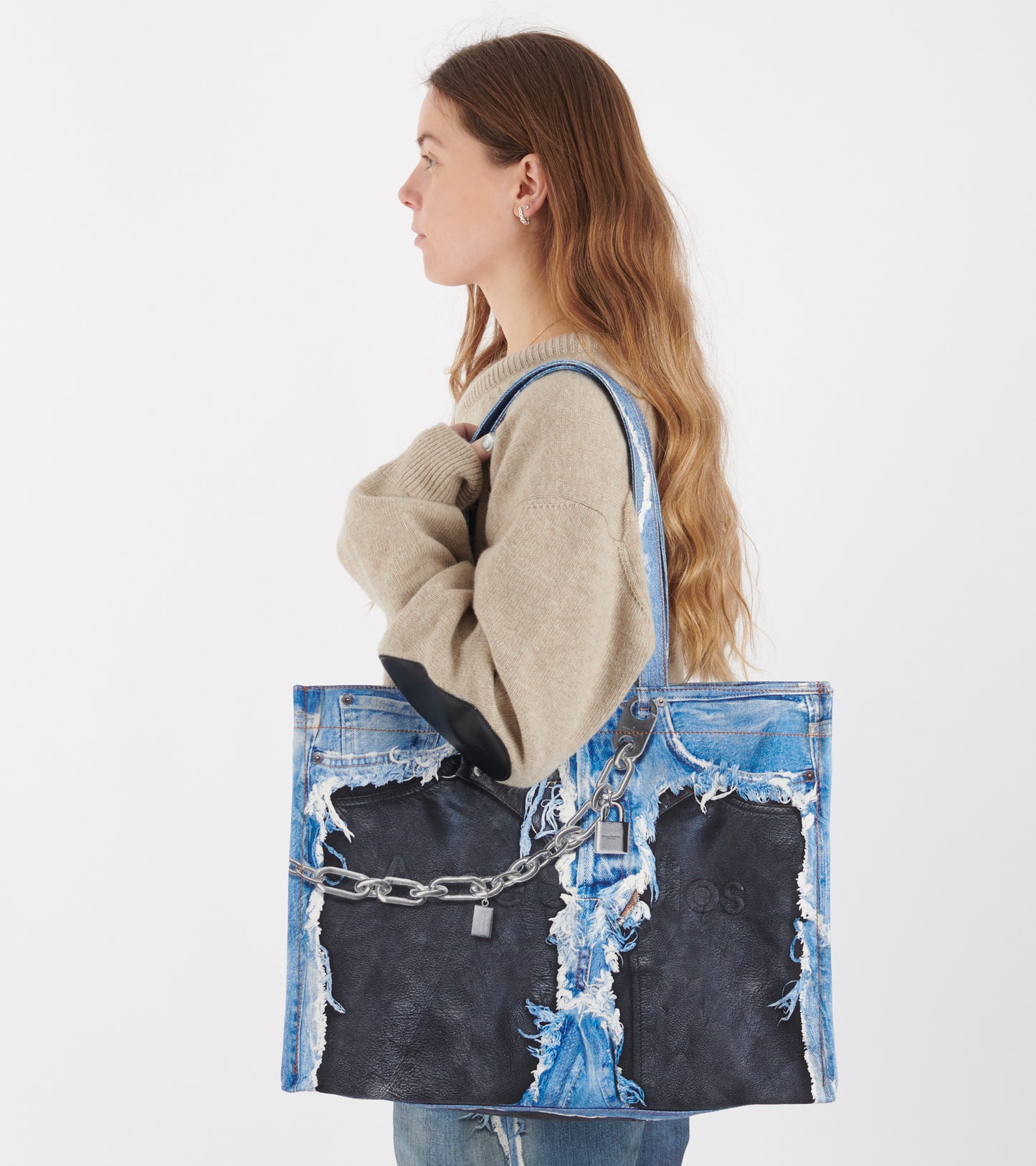 Logo Shoulder Tote Bag Mid Blue