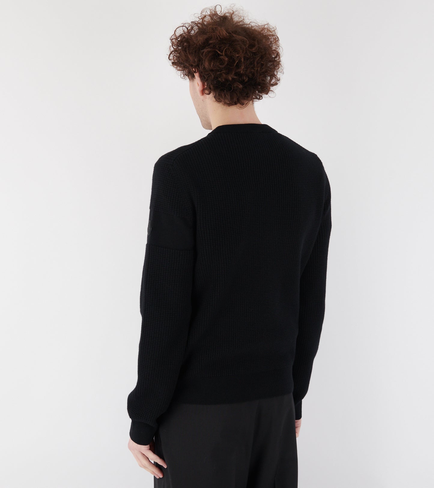 Waffle Logo Wool Jumper Black