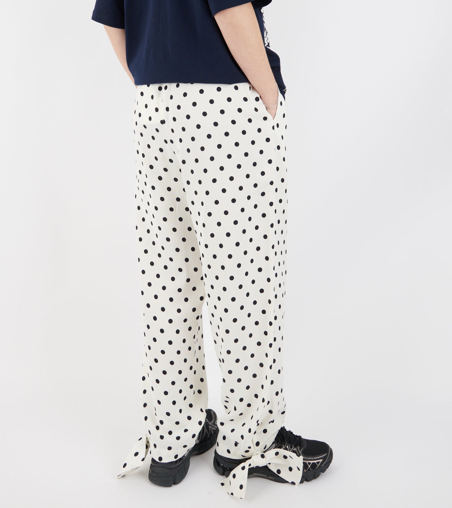 Coco Pants W. Bows White/Black Dots